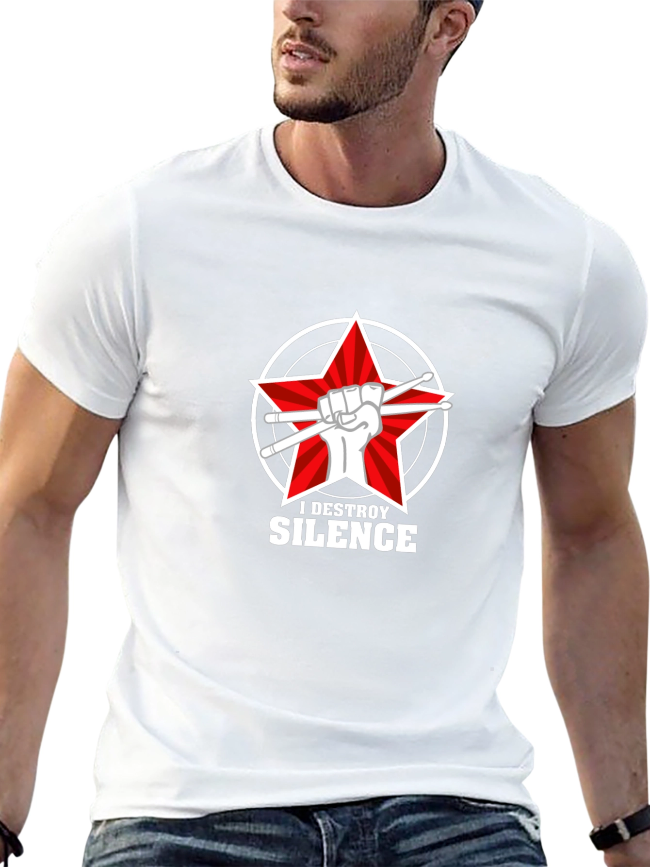 I Destroy Silence T-Shirt - Drummer Star Tee