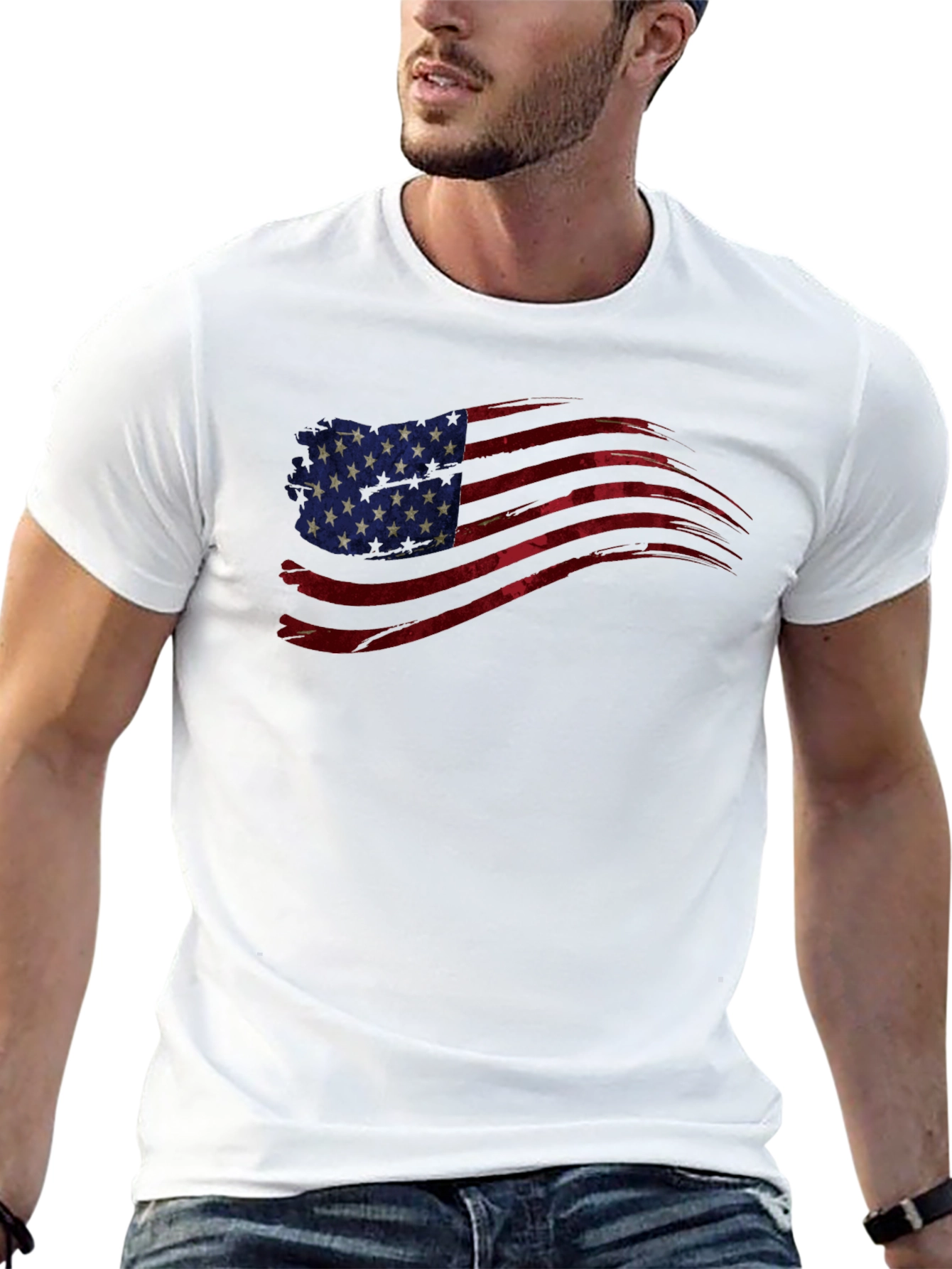 American Flag Graphic Tee - Patriotic Black T-Shirt