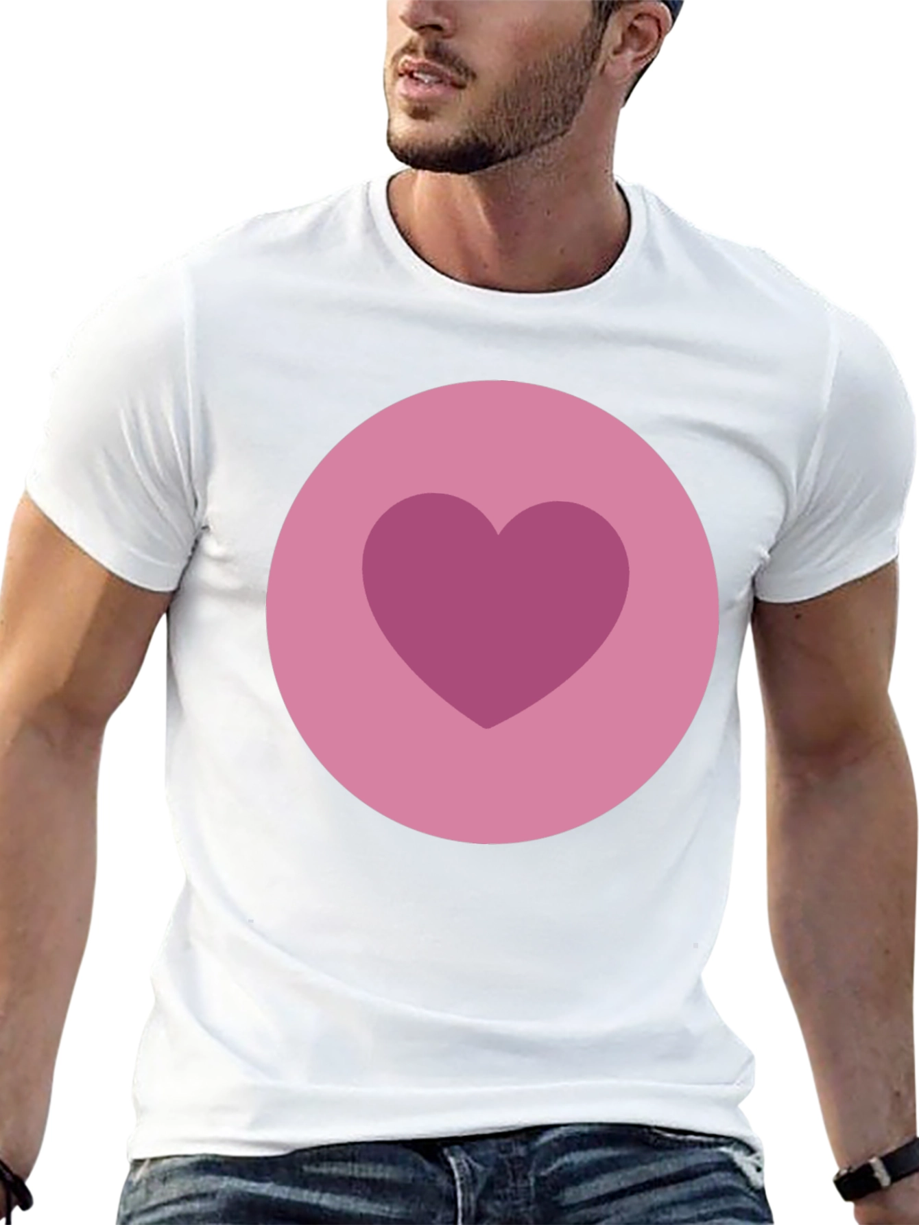 Heart Circle Graphic Tee - Black Cotton Blend Shirt