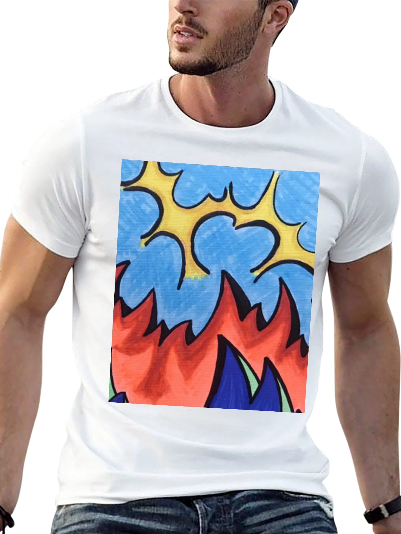 Abstract Fire Graphic Tee - Unique Design