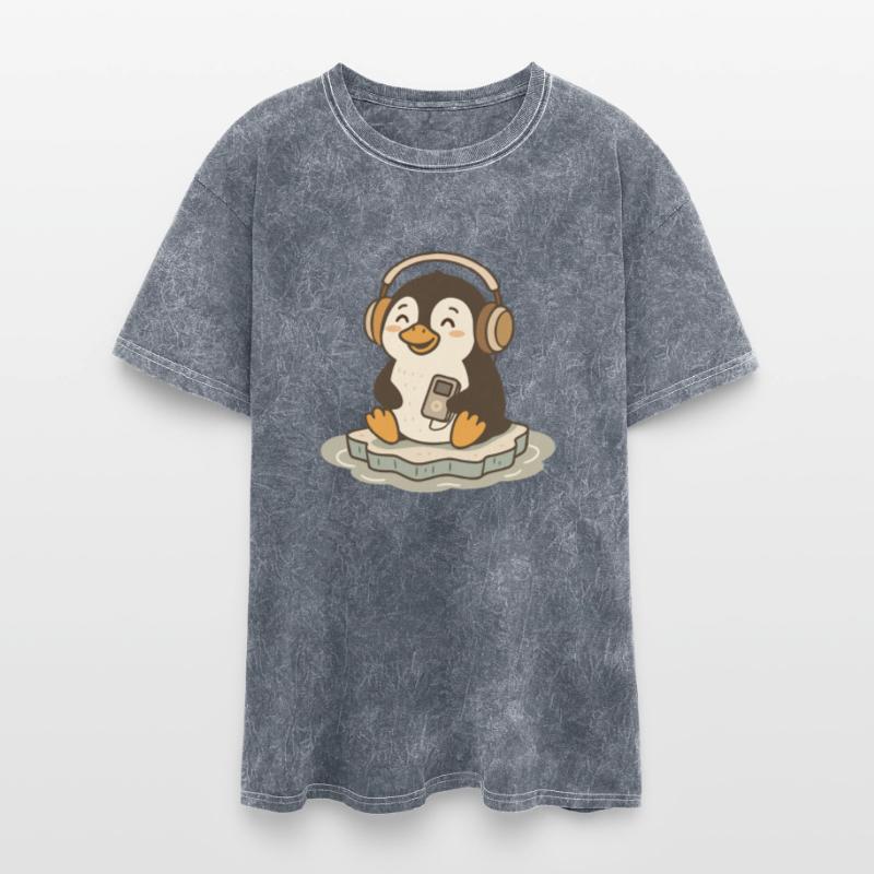 Music-loving penguin with headphones