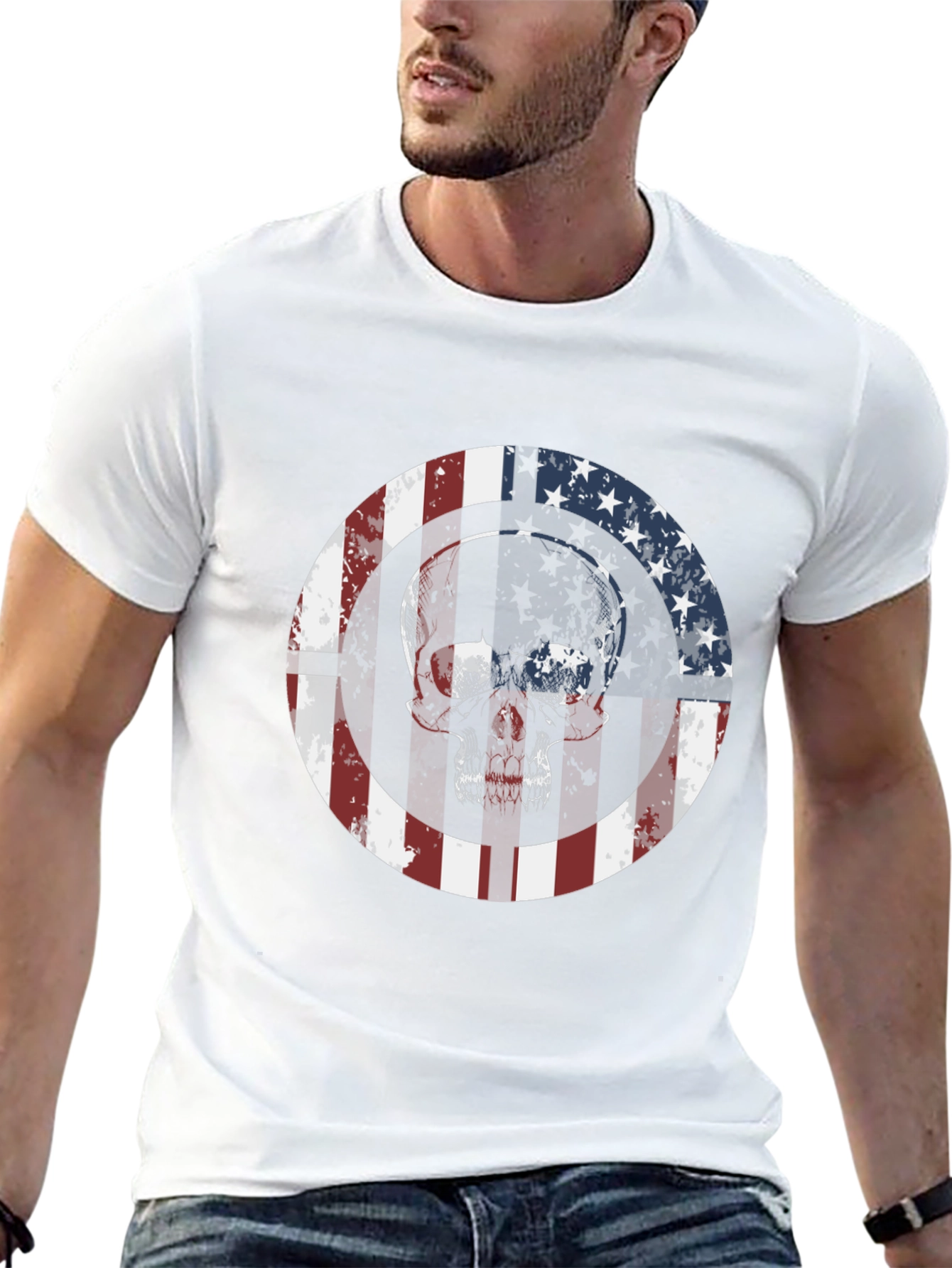 American Flag Skull Graphic Tee