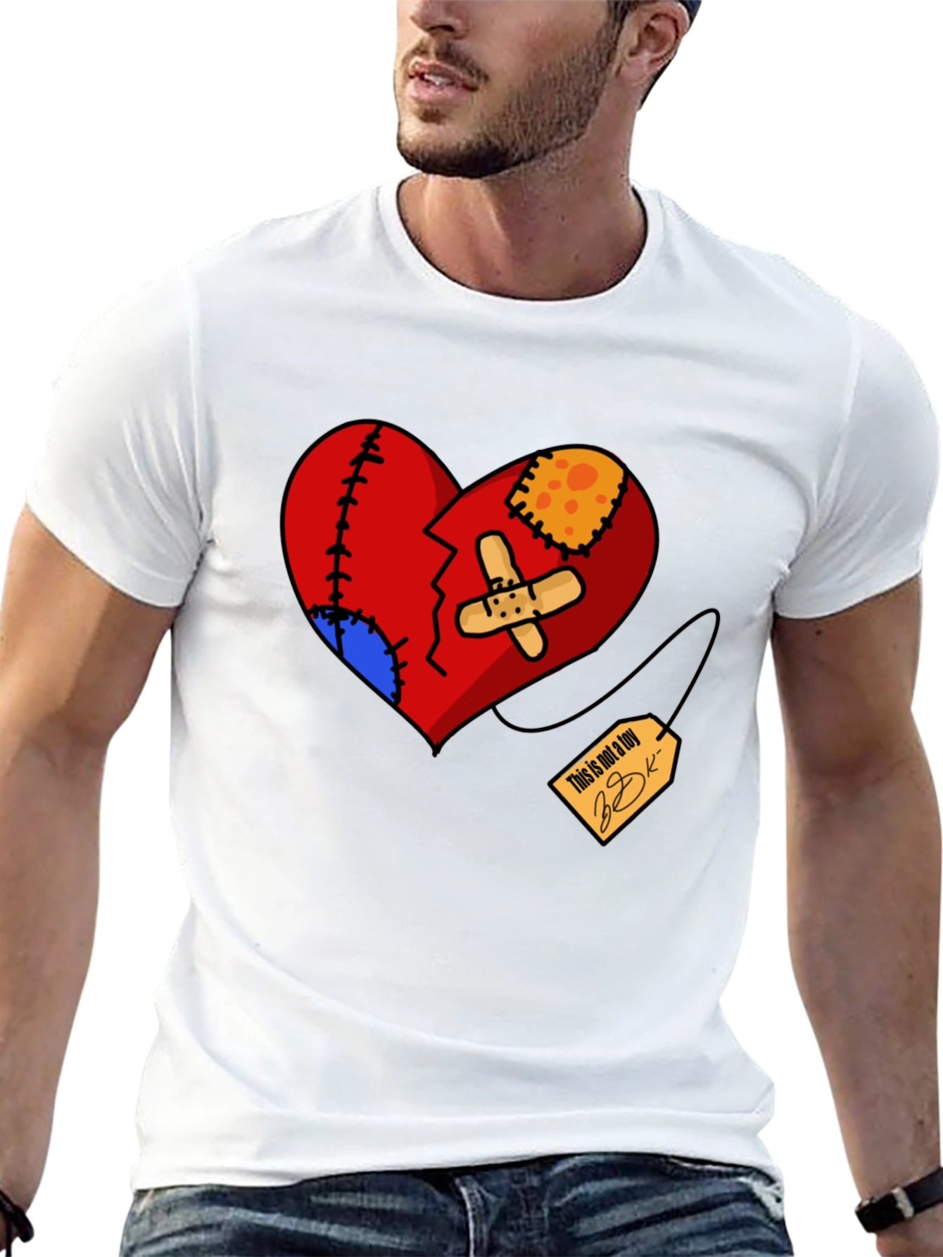 Heart Patchwork Graphic Tee - Black