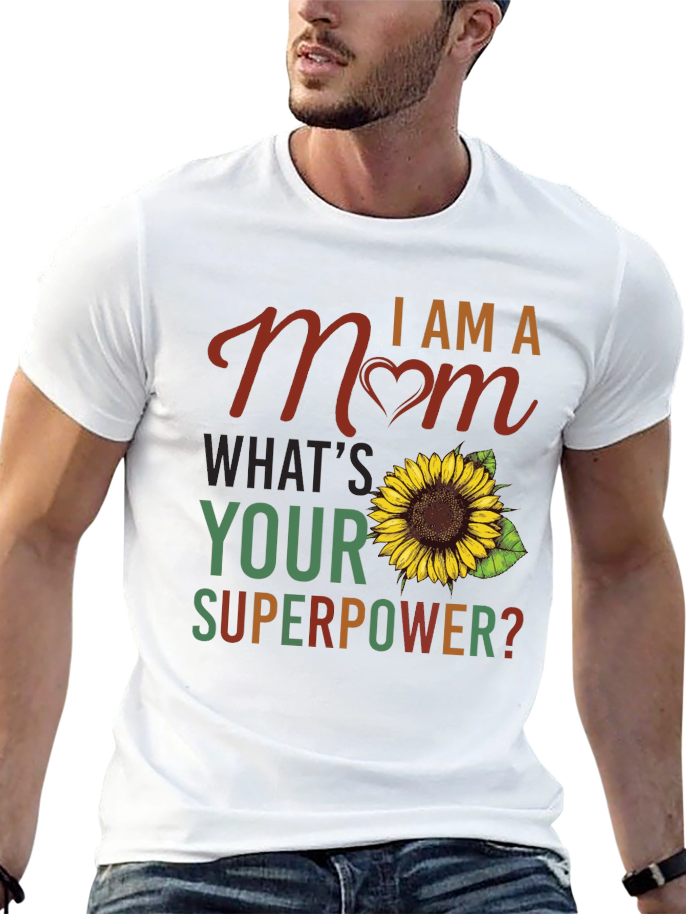 I am a Mom Sunflower Graphic T-Shirt