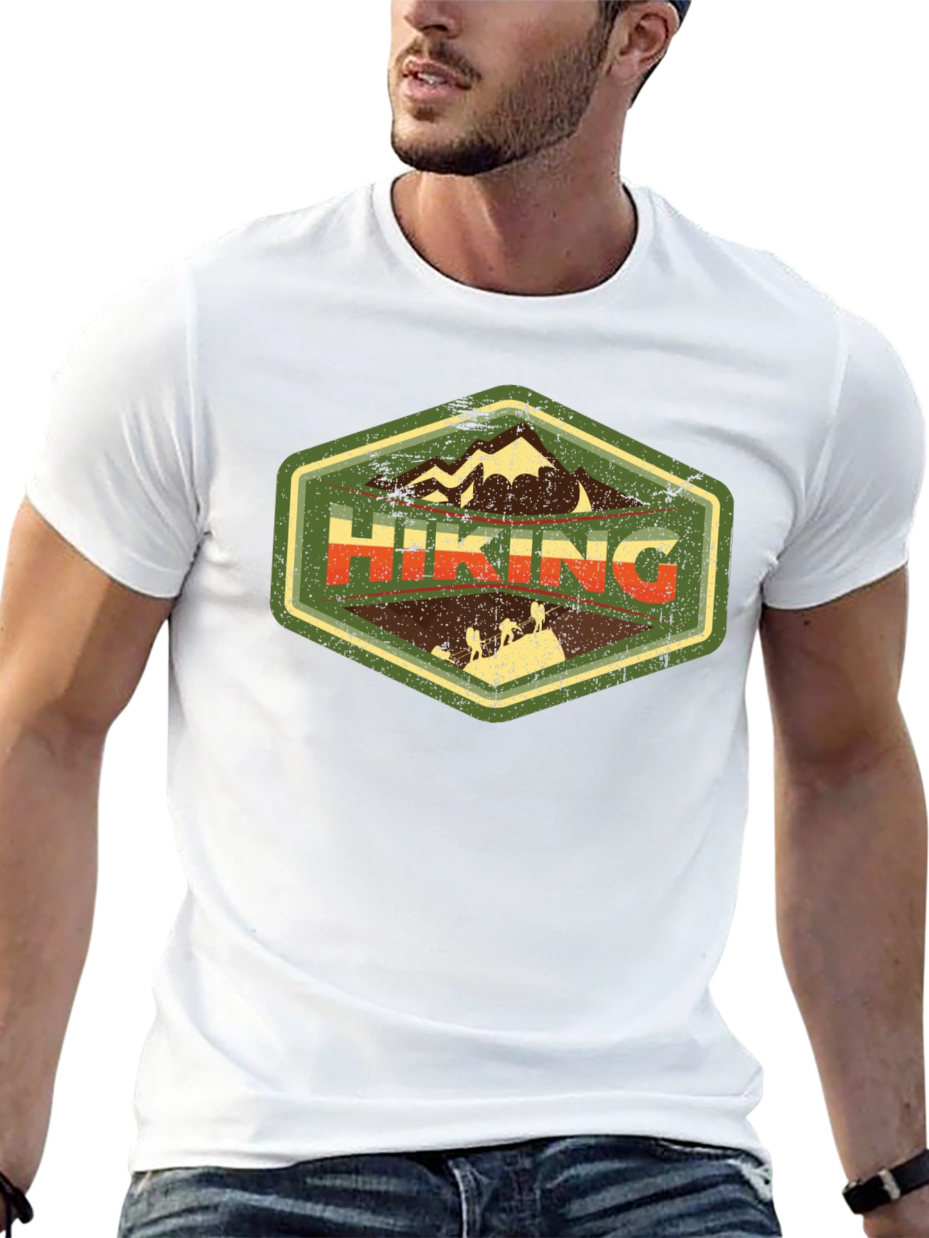 Hiking Adventure Graphic Tee - Black Cotton T-Shirt