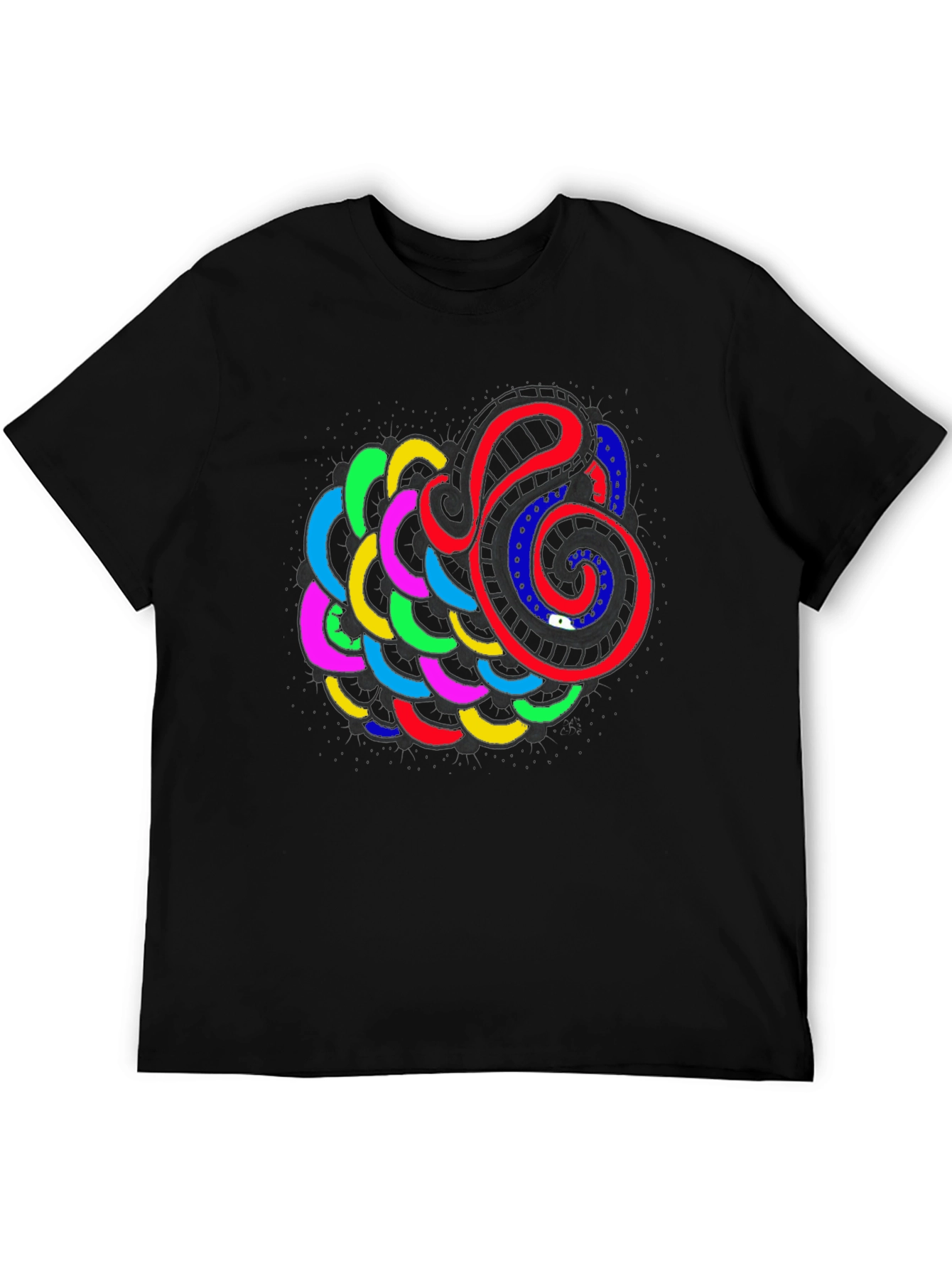 Abstract Swirl Graphic Black T-Shirt