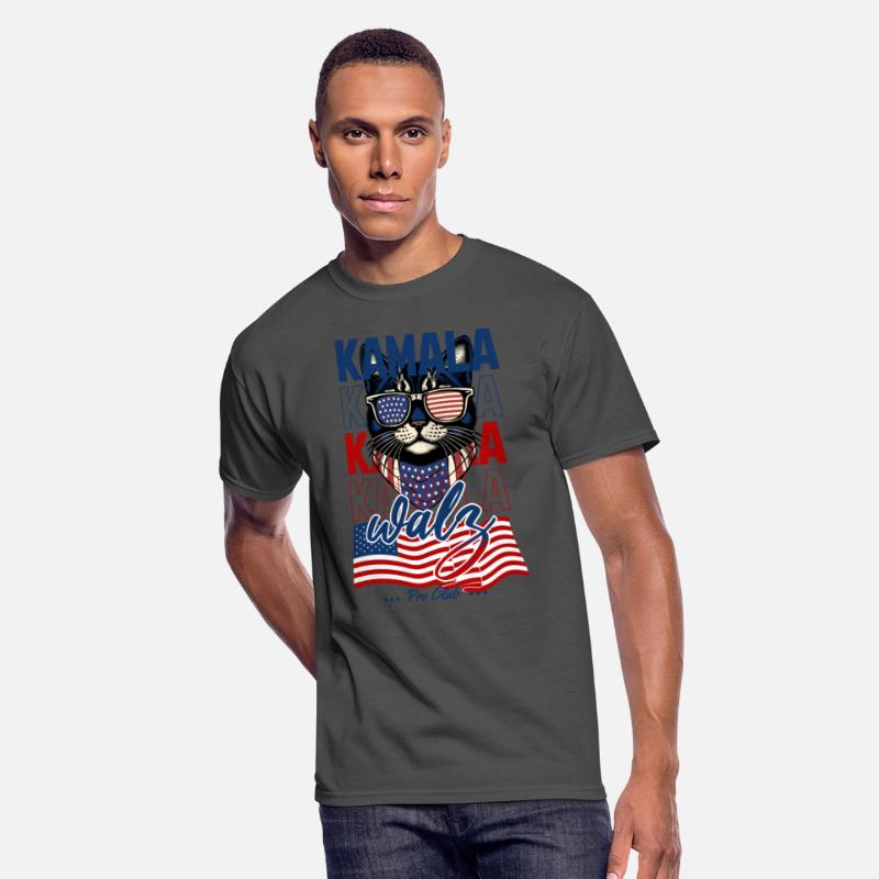 Patriotic Cat with Sunglasses and Kamala-Walz 2024