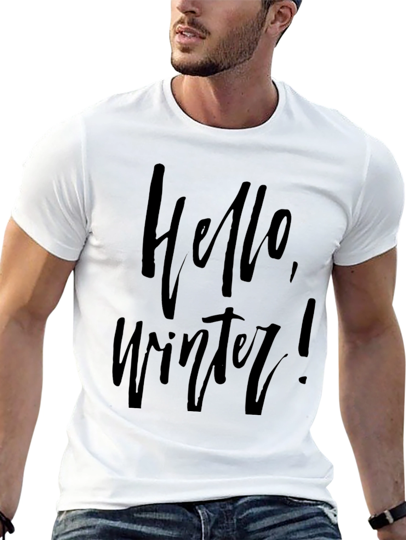 Hello Winter Graphic Black T-Shirt