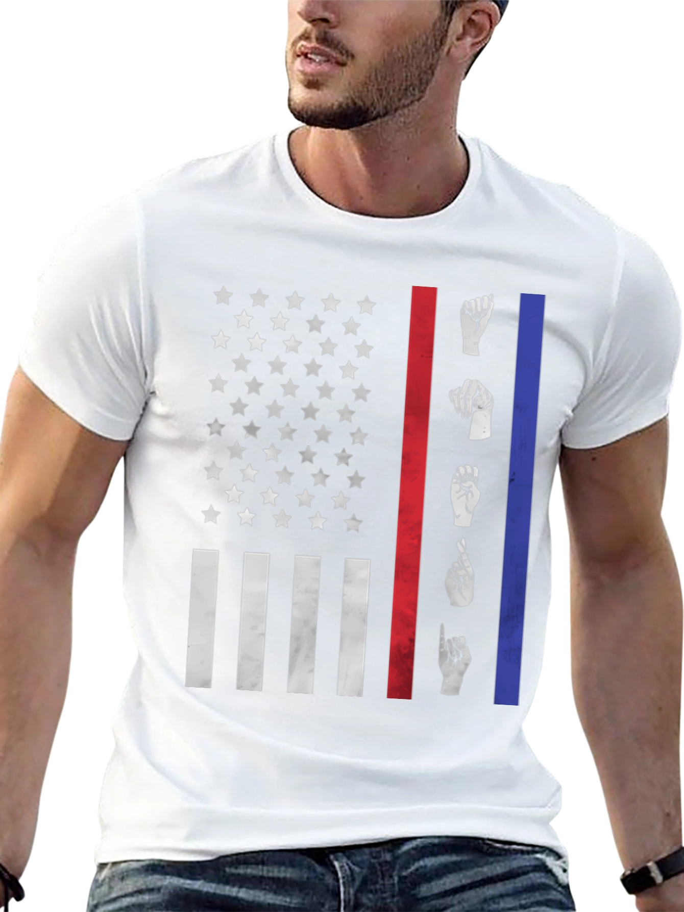 American Flag ASL Graphic T-Shirt
