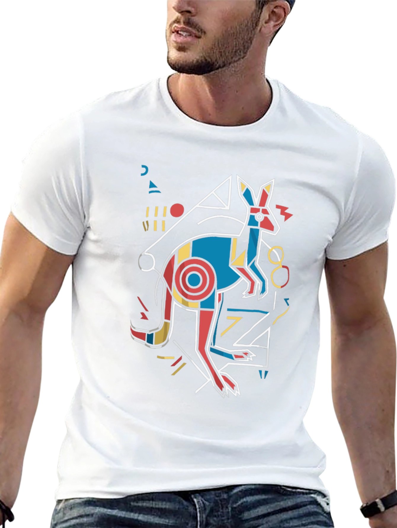 Abstract Kangaroo Graphic Tee - Black