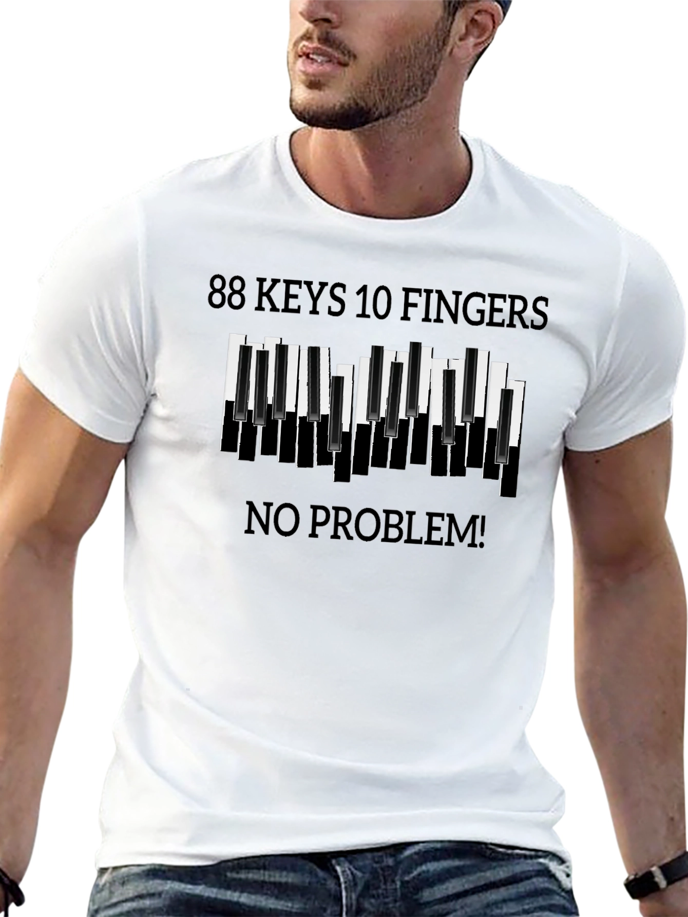 88 Keys 10 Fingers No Problem Black T-Shirt
