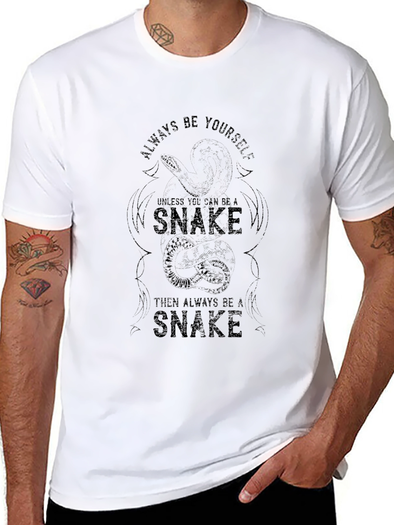 Always Be A Snake Graphic Print T-Shirt