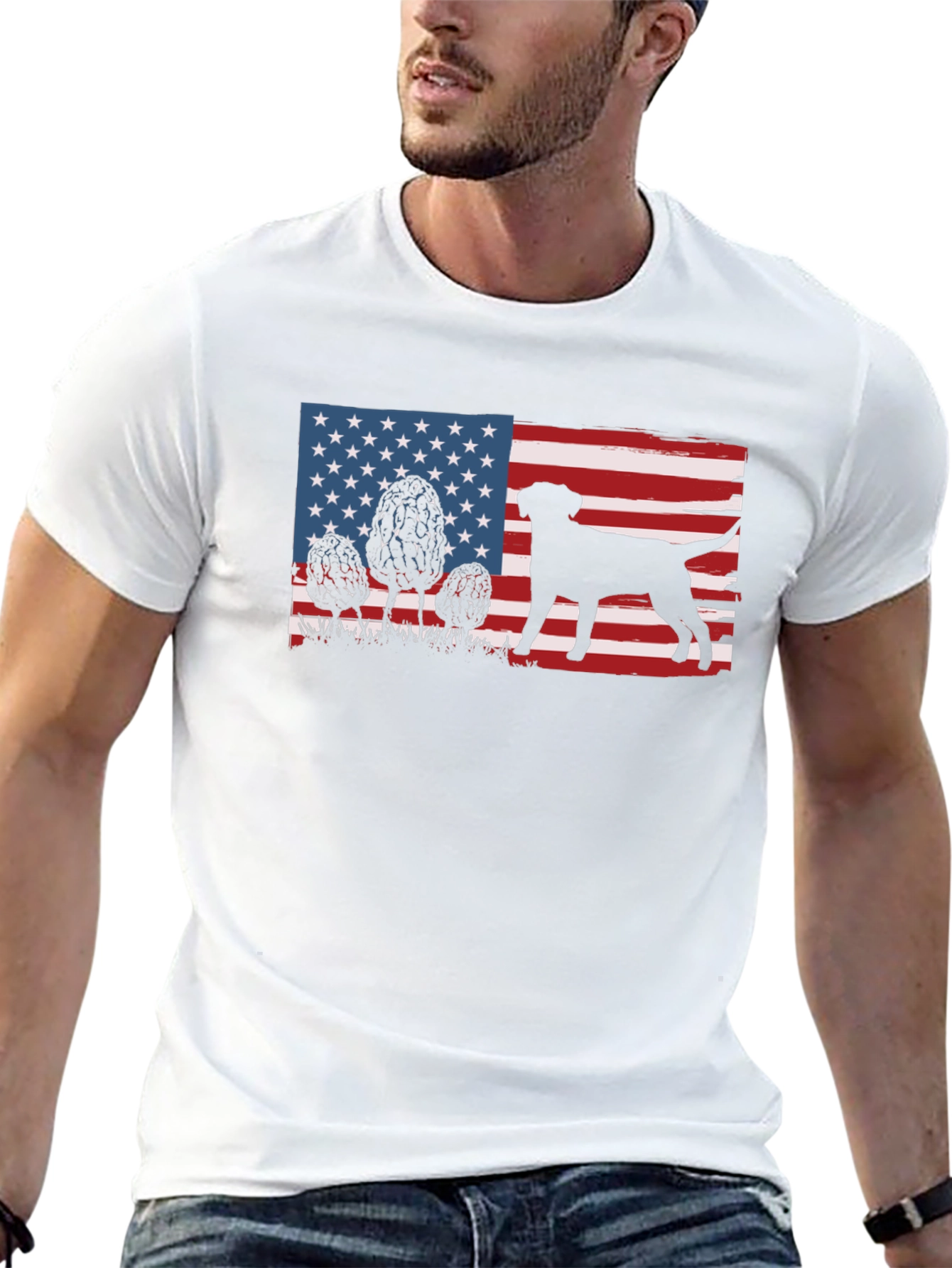 American Flag Dog Silhouette T-Shirt
