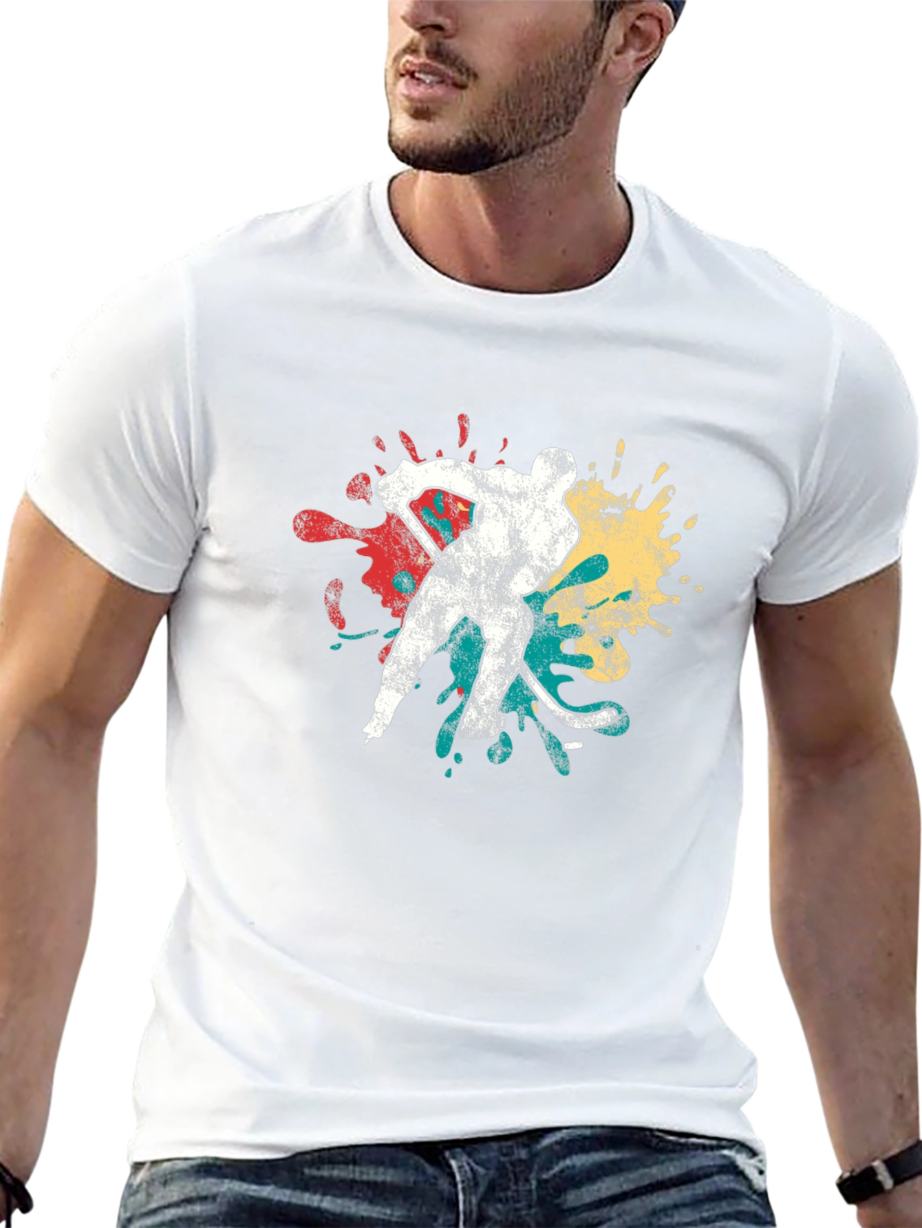 Hockey Player Graphic Tee - Retro Style