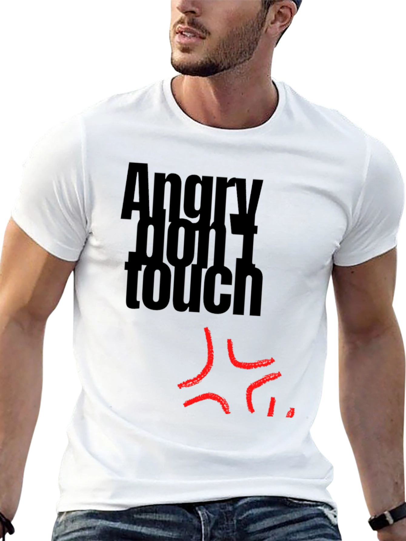 Angry Dont Touch Graphic T-Shirt - Black