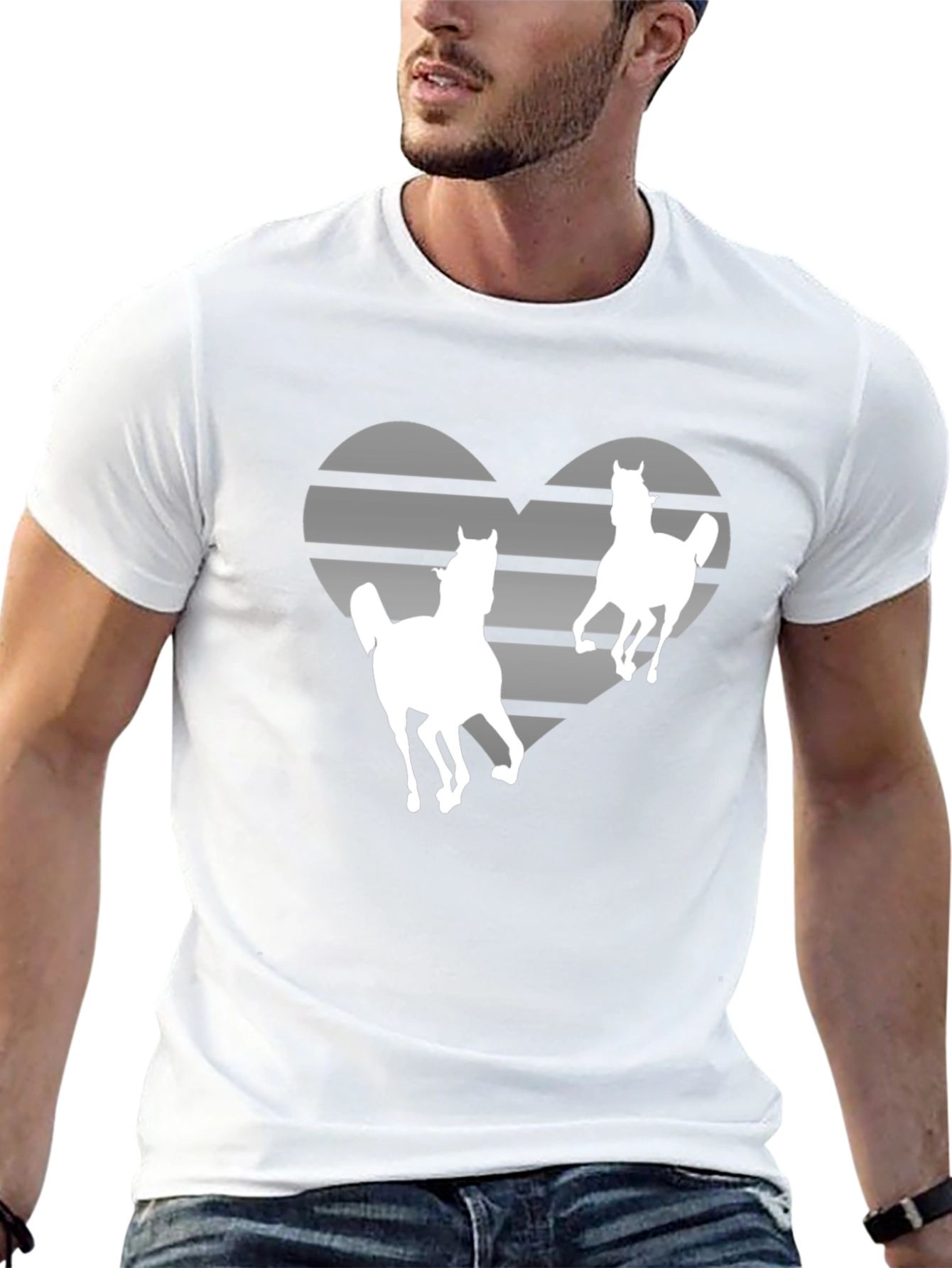 Horse Lover Striped Heart Graphic Tee