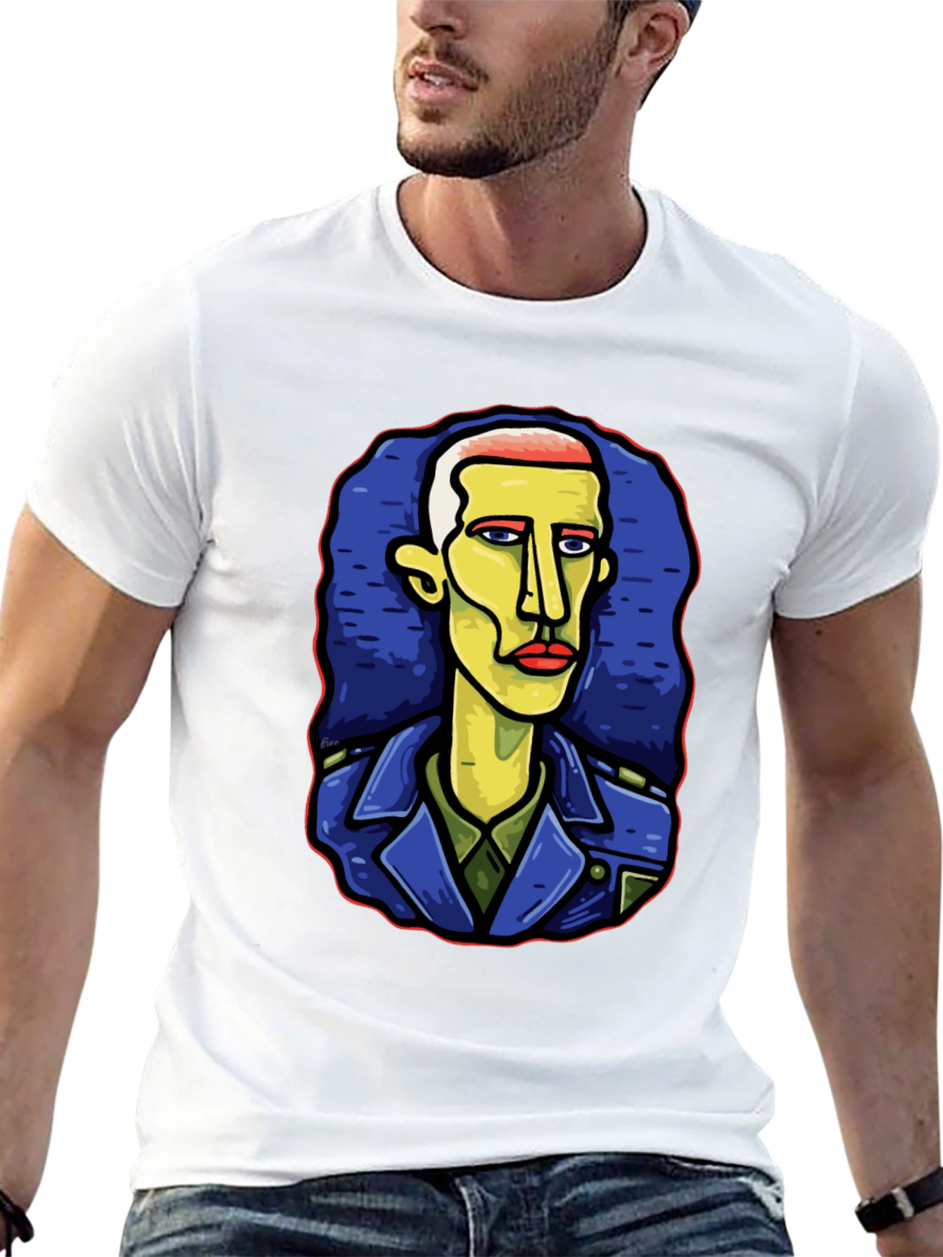 Abstract Art Graphic Tee - Unique Portrait Design