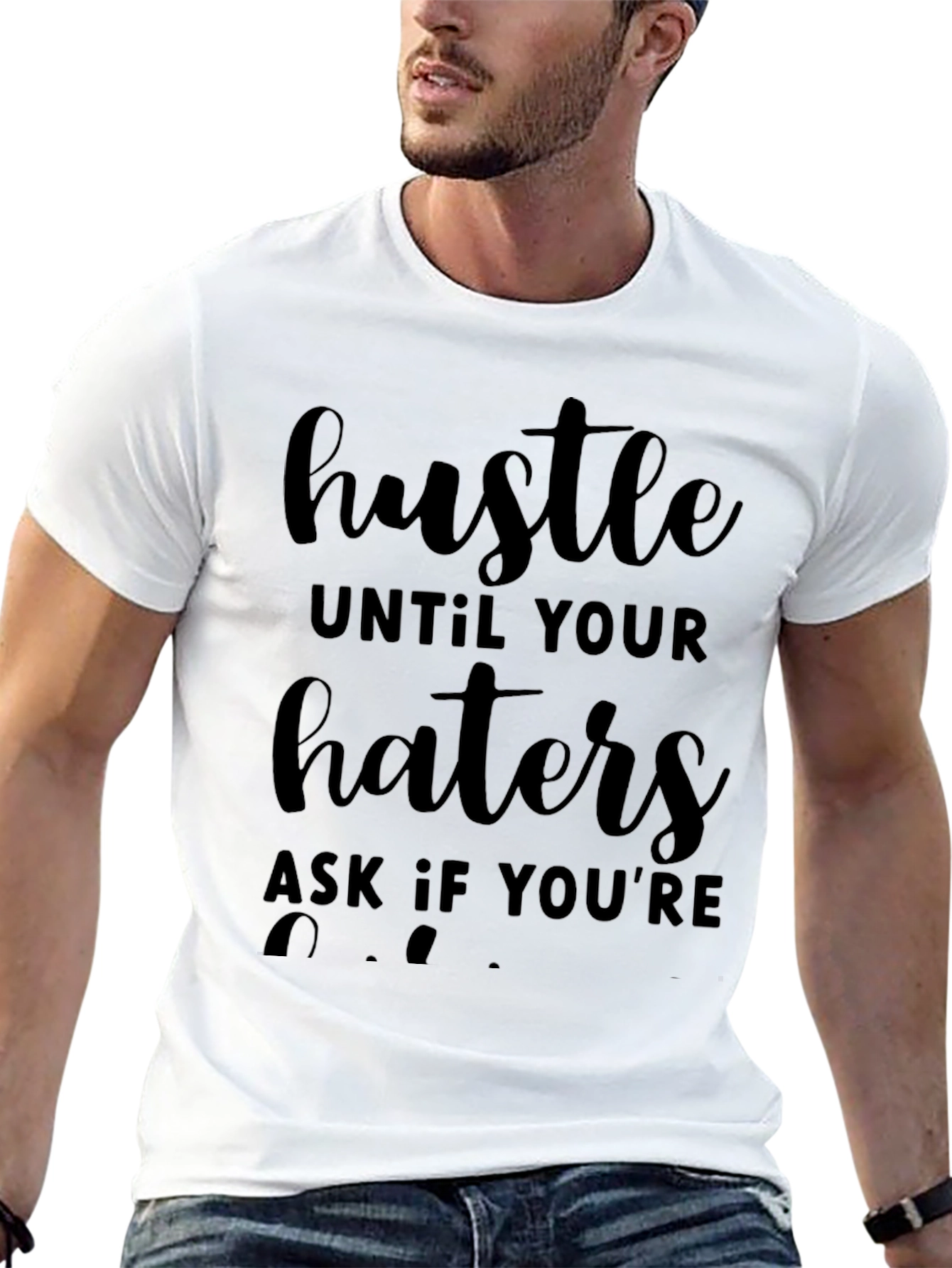 Hustle Motivational Graphic Tee - Black