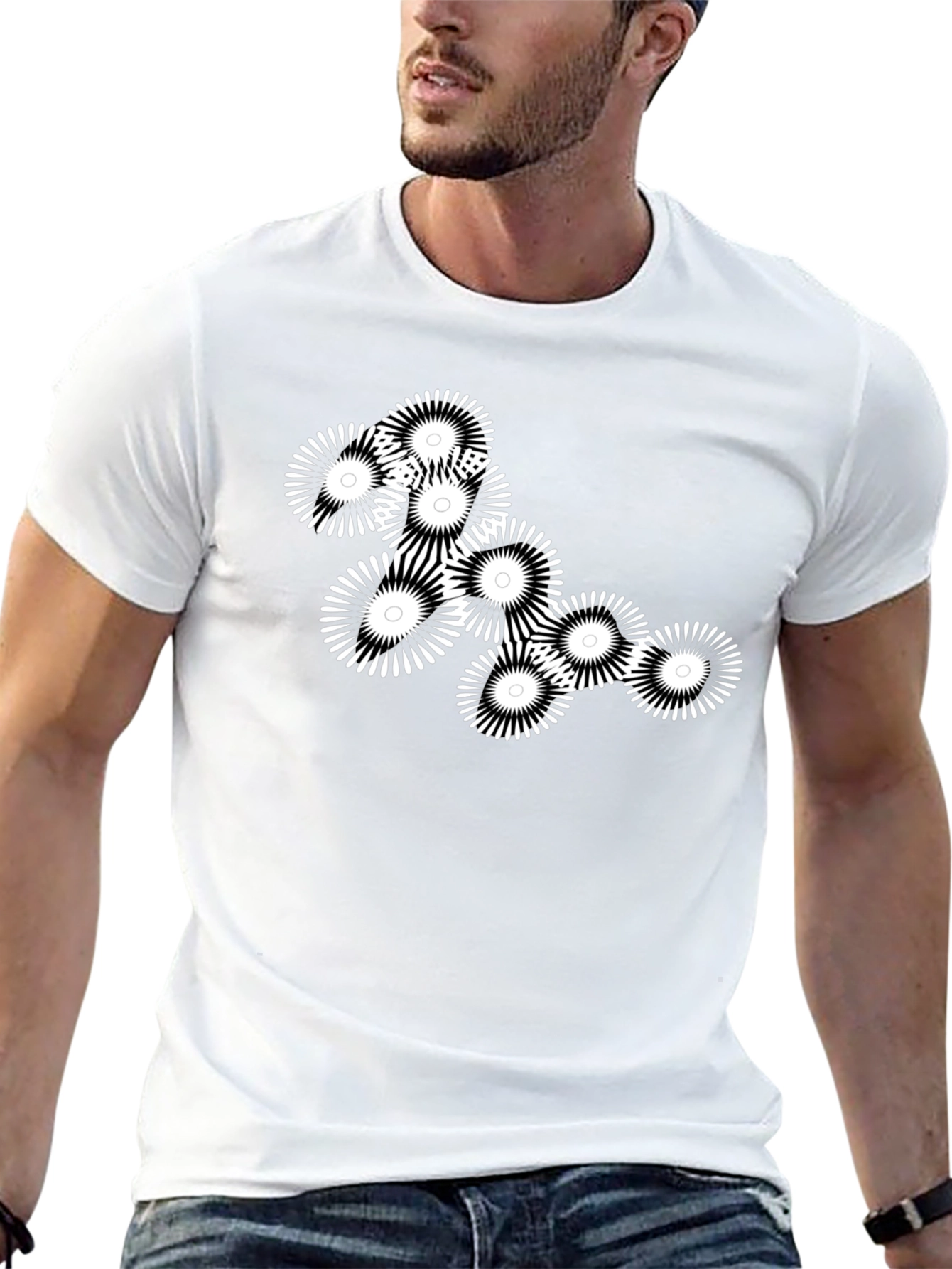 Abstract Floral Graphic Black T-Shirt