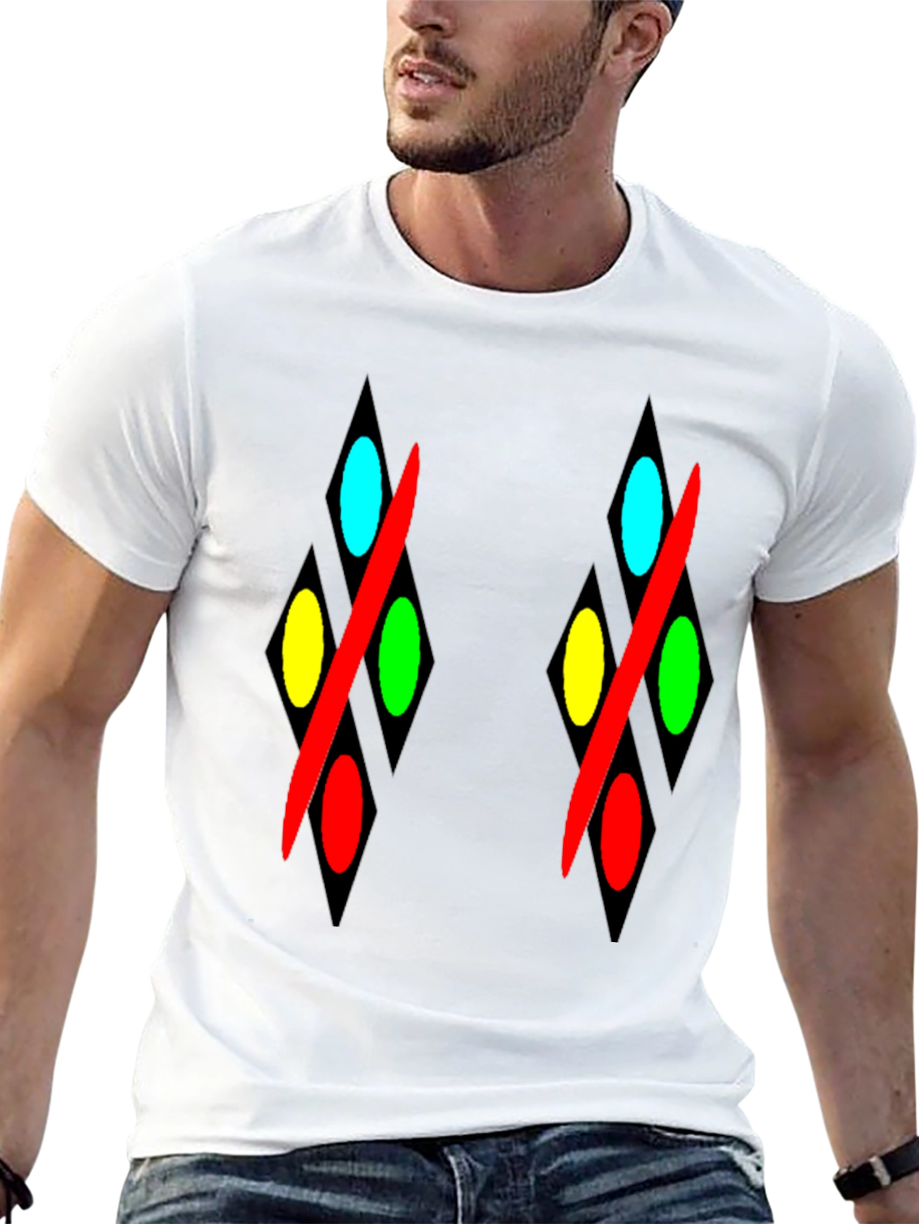 Abstract Diamond Pattern Black T-Shirt
