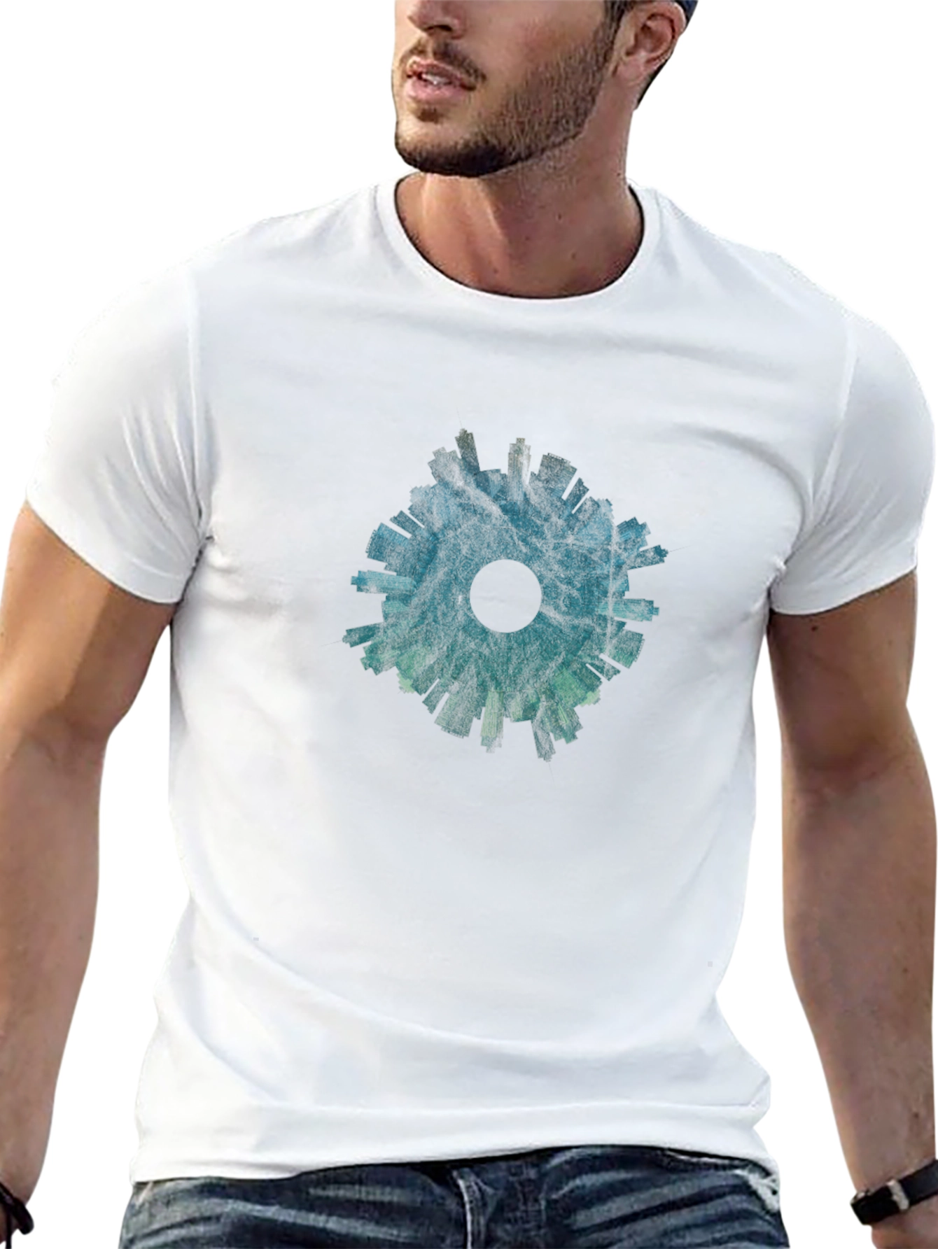 Abstract Cityscape Graphic Tee - Black