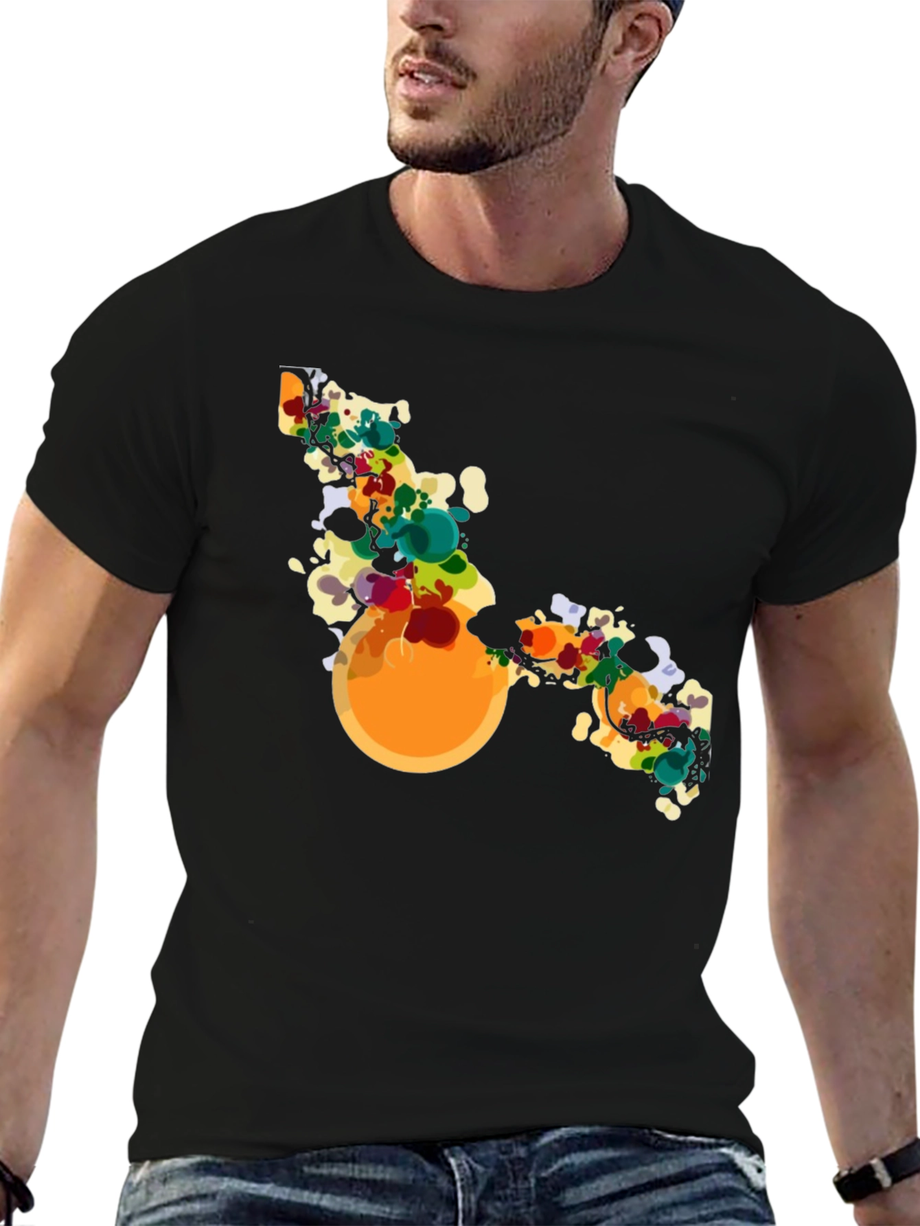 Abstract Art Graphic Tee - Mens Black T-Shirt