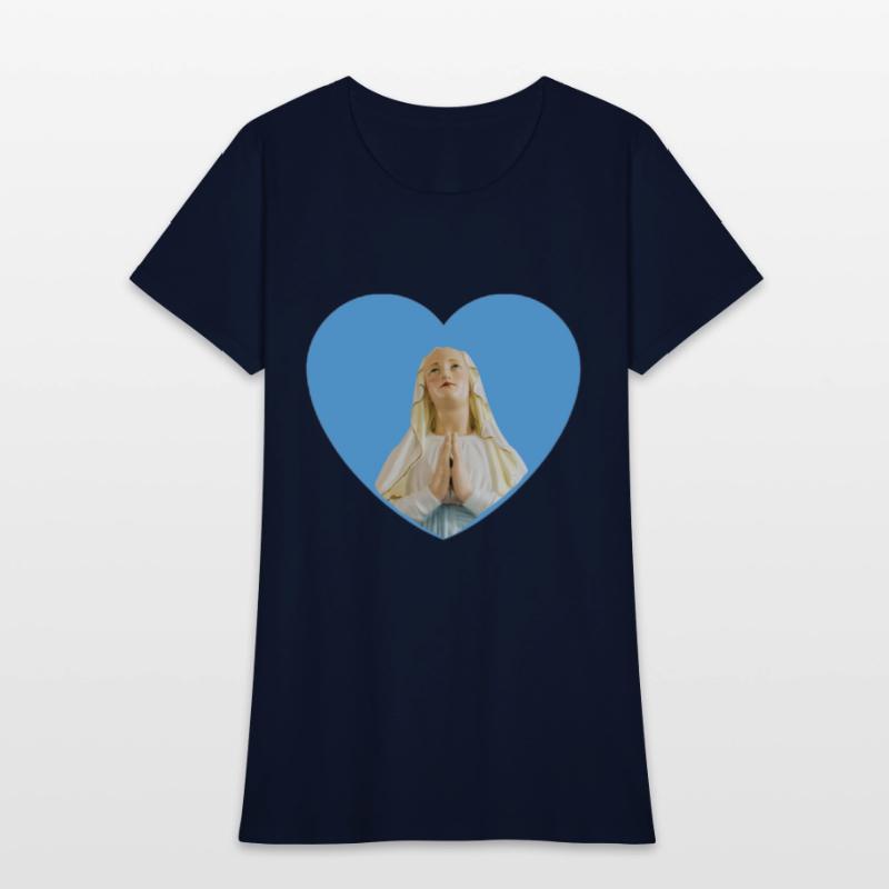 Virgin Mother Mary Praying Blue Heart