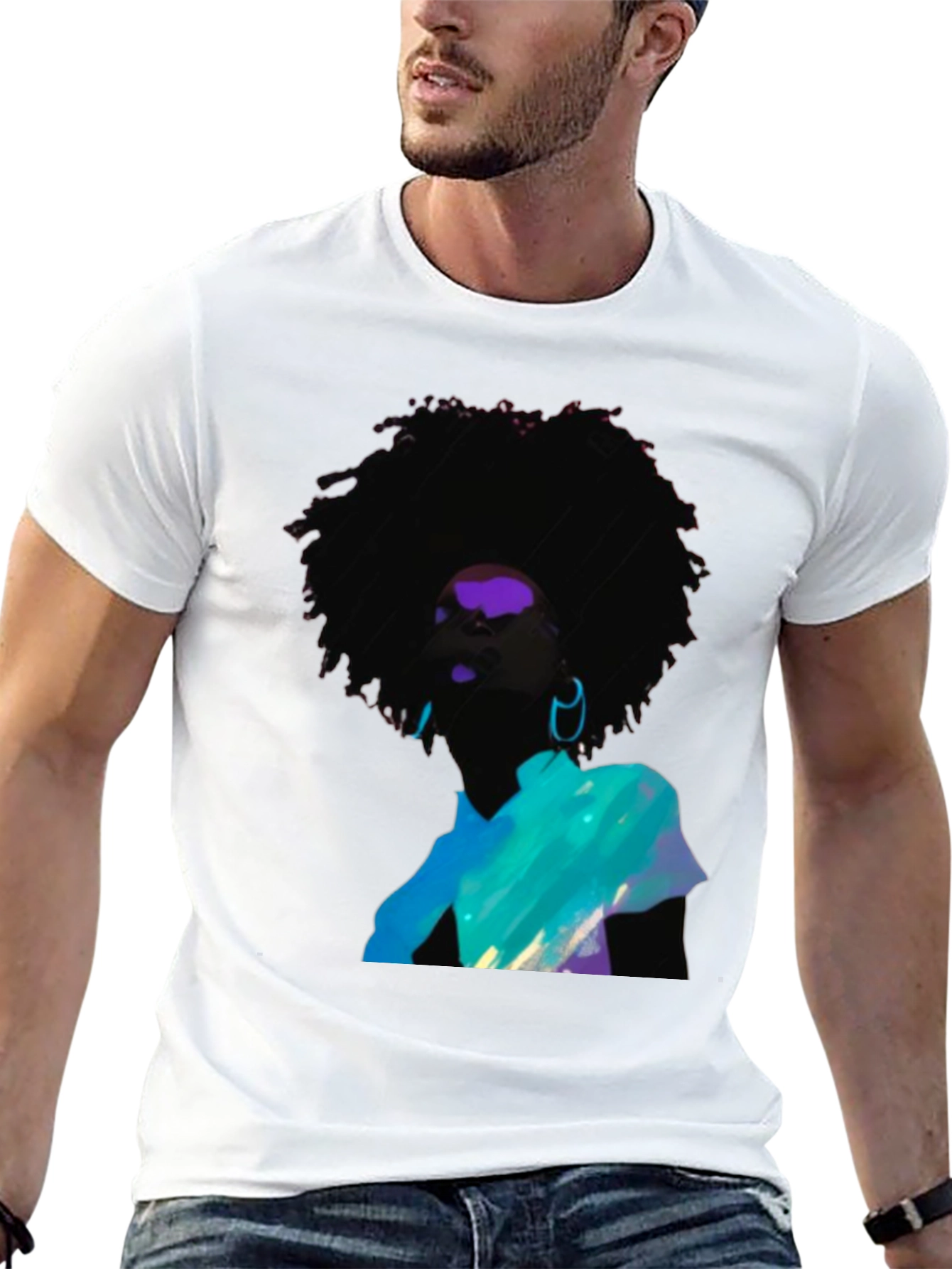 Afro Art Graphic Tee - Stylish Black Cotton Shirt