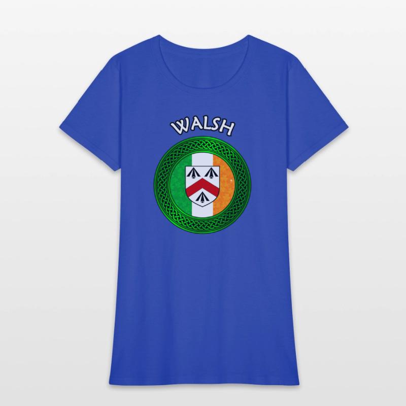 Walsh Coat of Arms on Shamrock Irish Flag