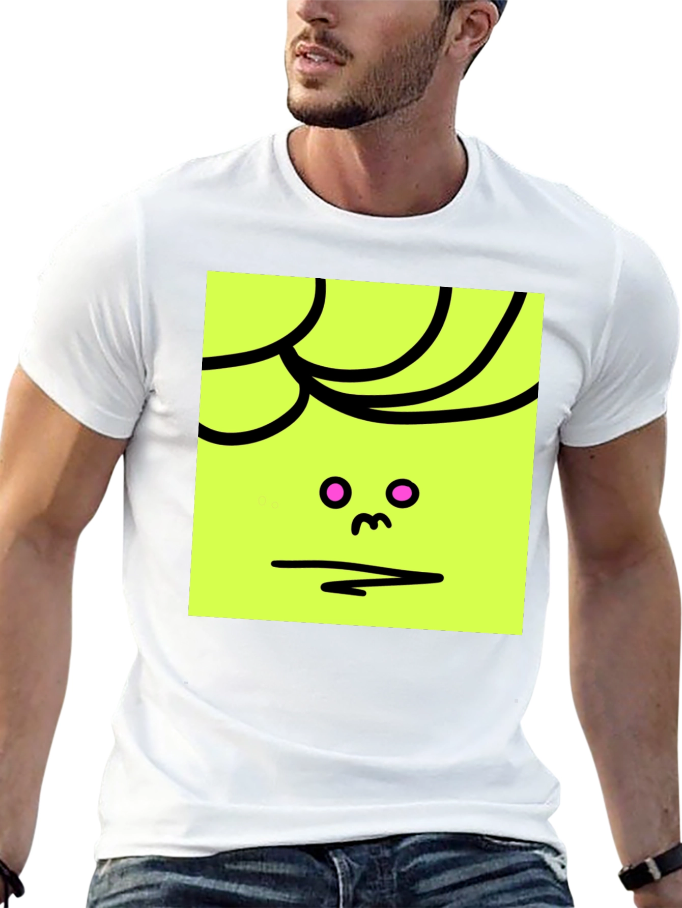 Abstract Face Graphic Tee - Black Cotton Blend