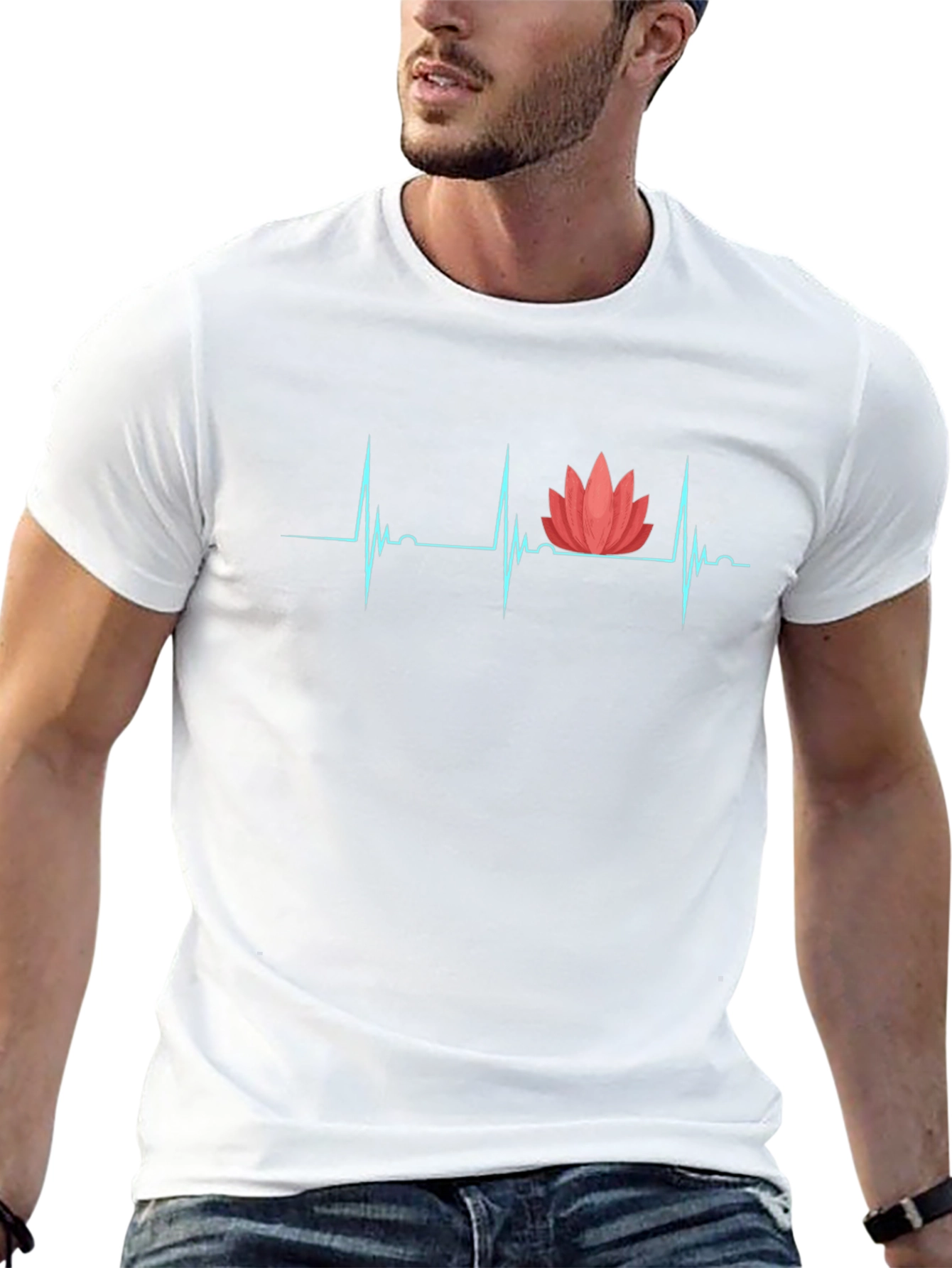 Heartbeat Lotus Graphic Tee - Black T-Shirt
