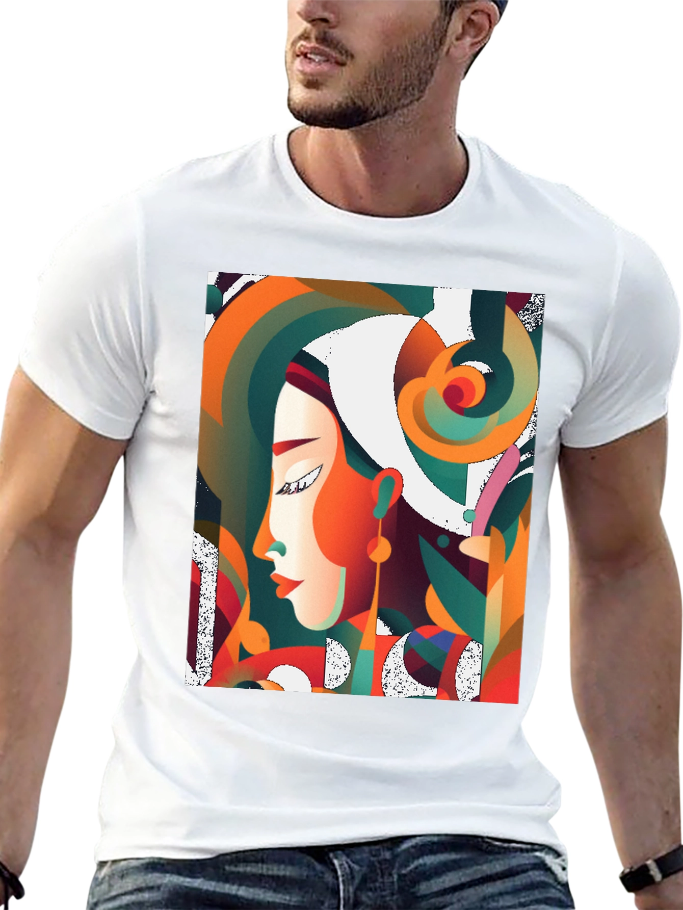 Abstract Art Woman Graphic Black T-Shirt