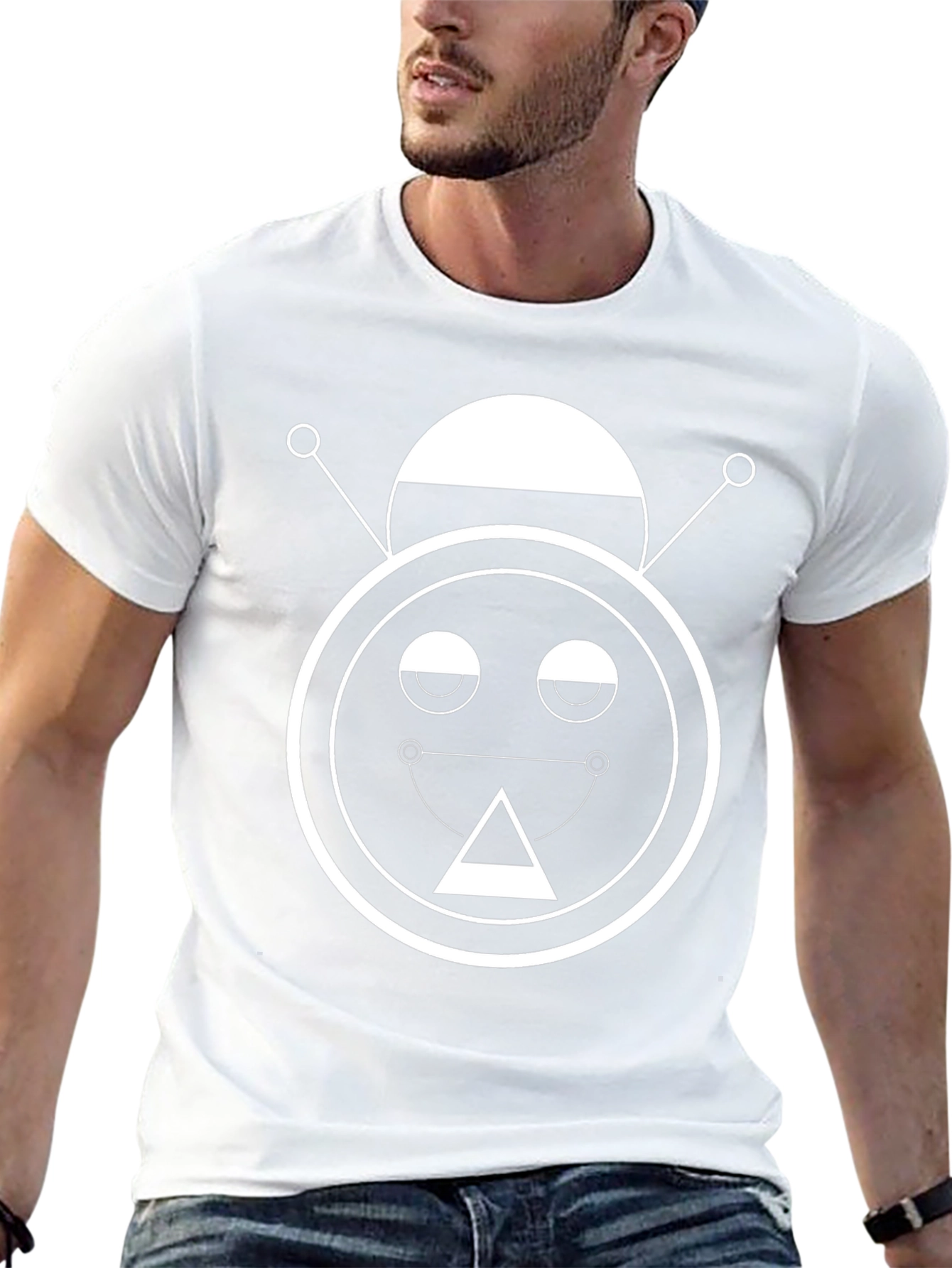 Abstract Robot Graphic Tee - Unisex Black T-Shirt