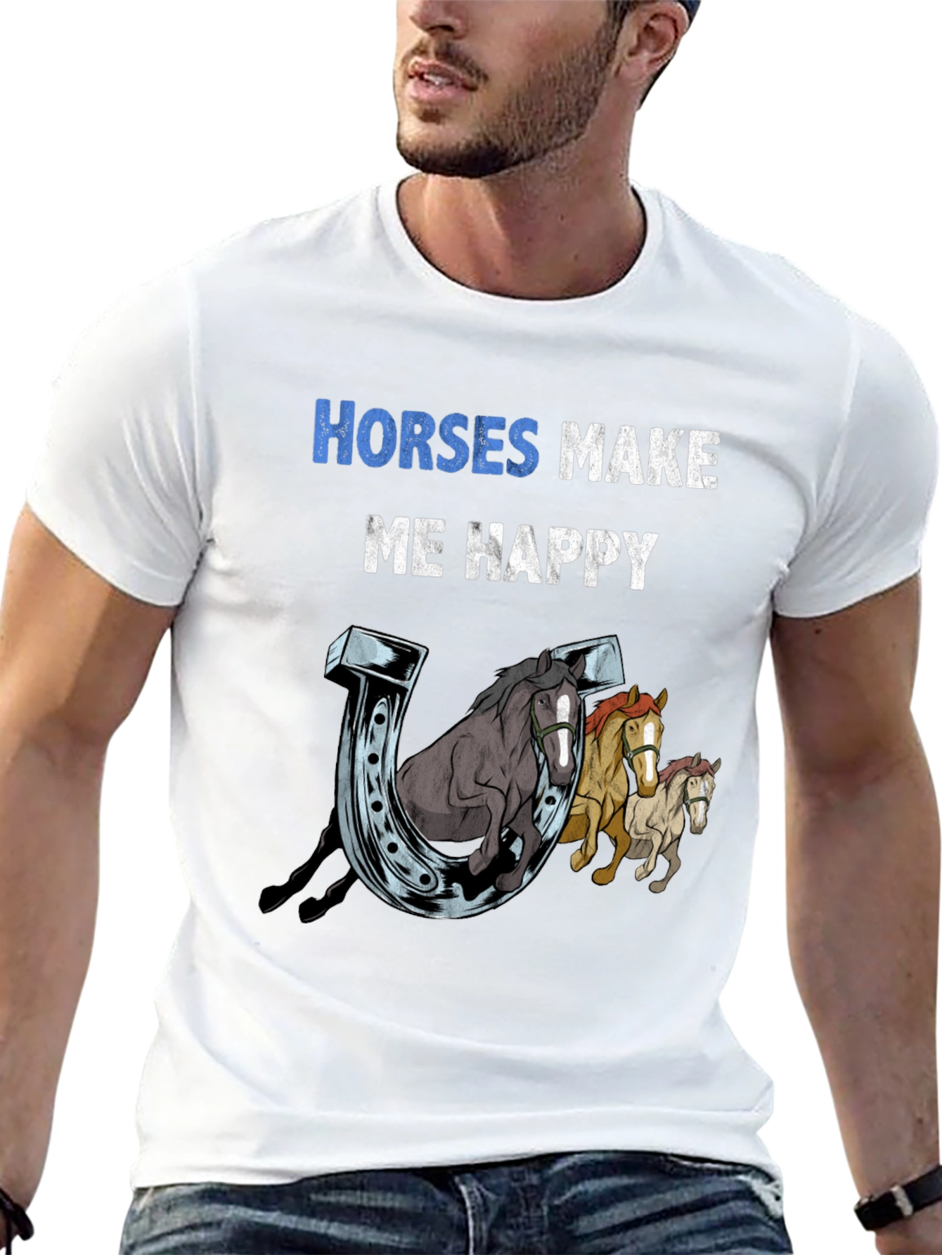 Horses Make Me Happy Graphic T-Shirt