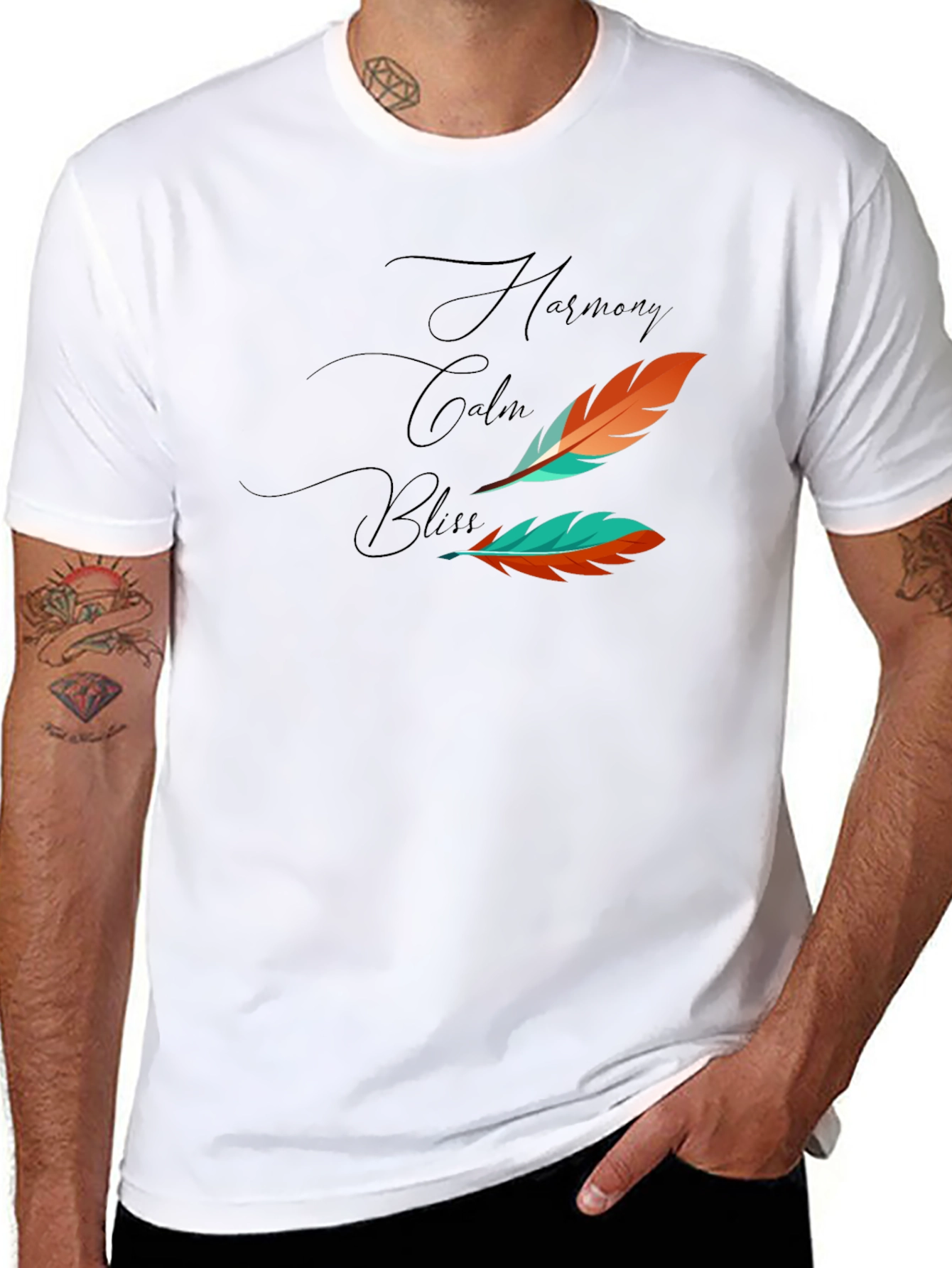 Harmony Feather Graphic Black Tee