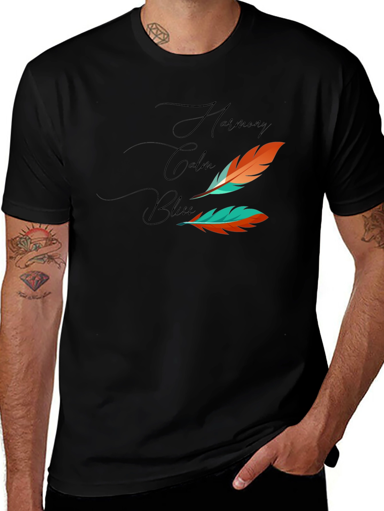 Harmony Feather Graphic Black Tee