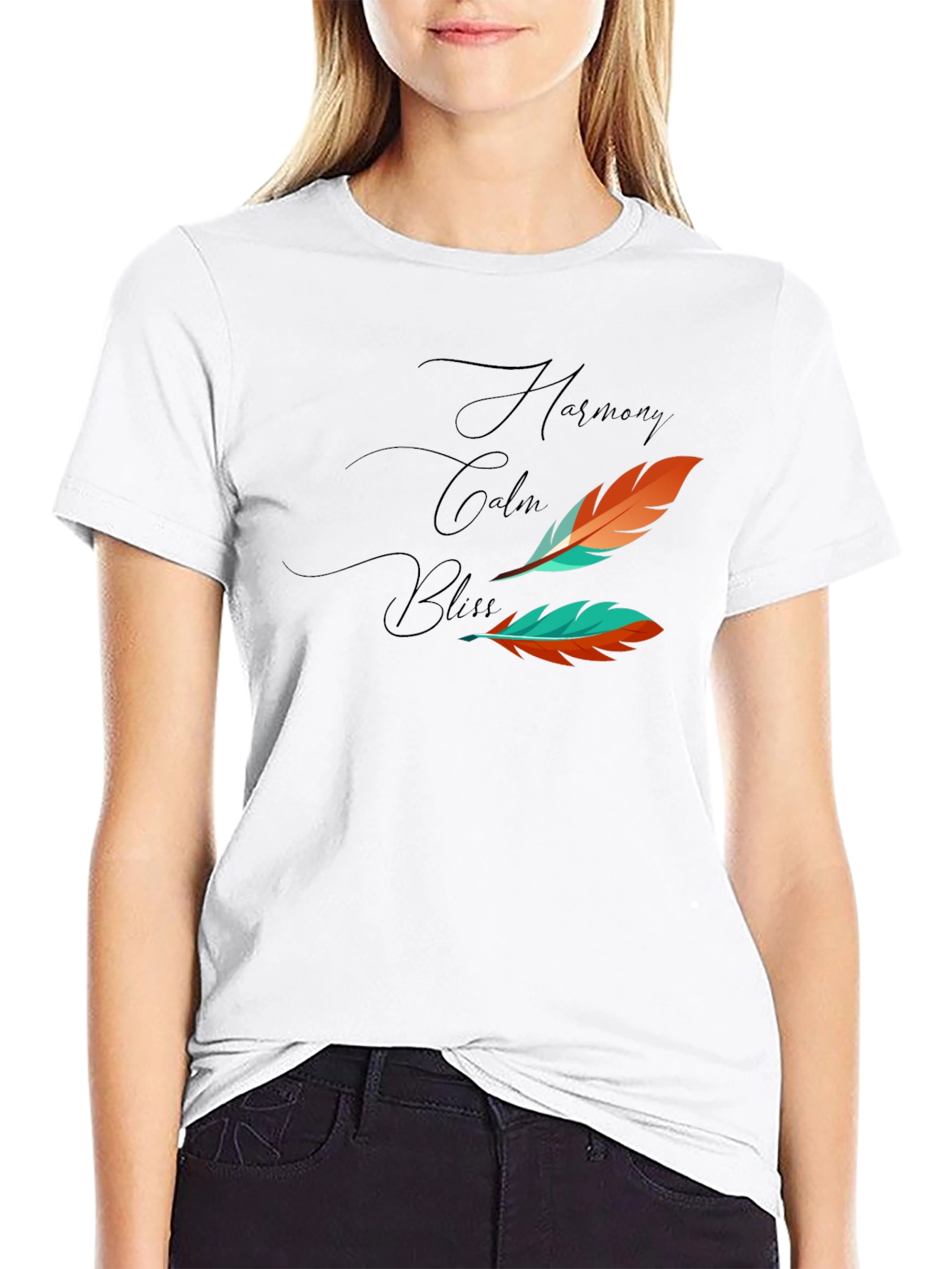 Harmony Feather Graphic Black Tee