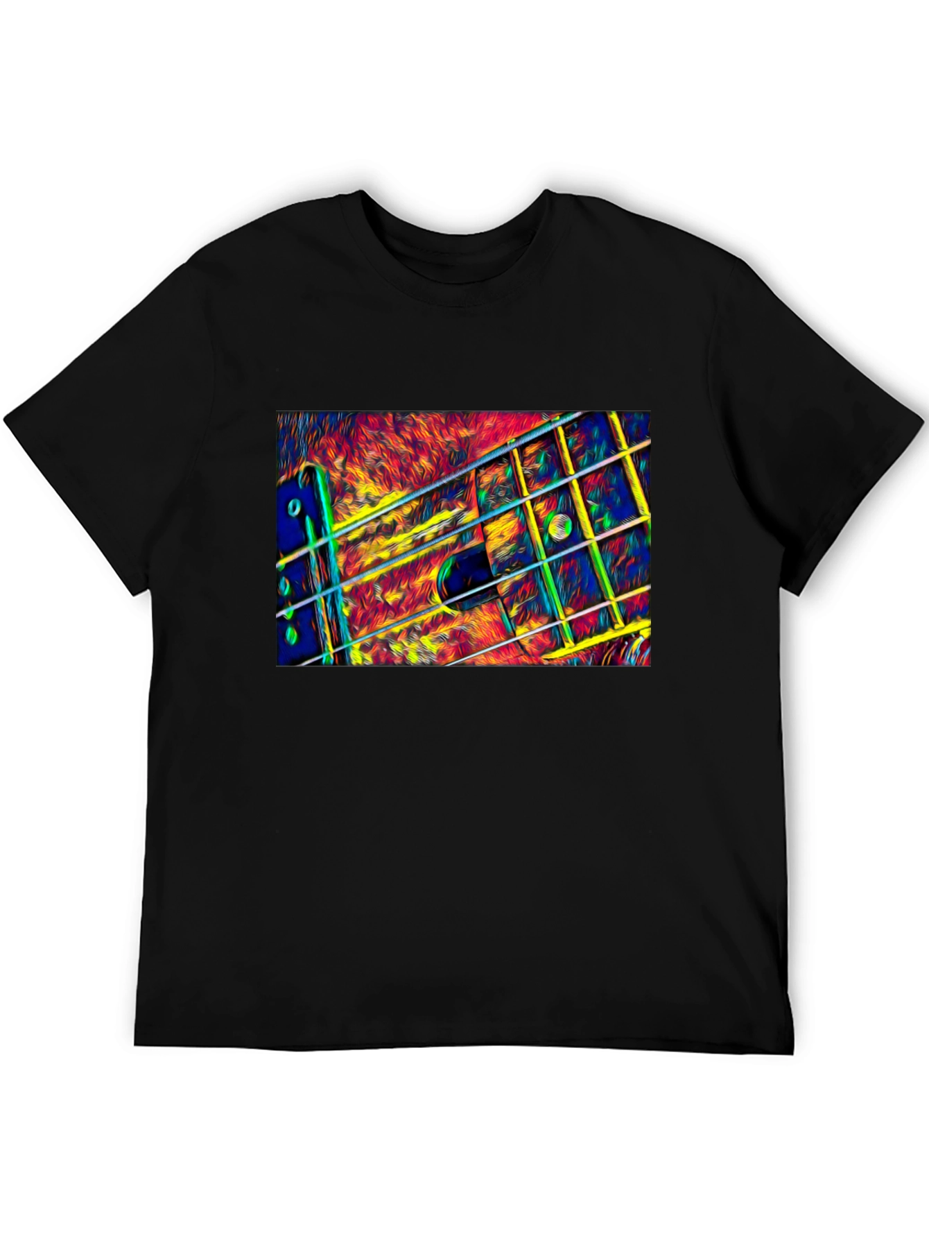 Abstract Guitar Neck Graphic T-Shirt