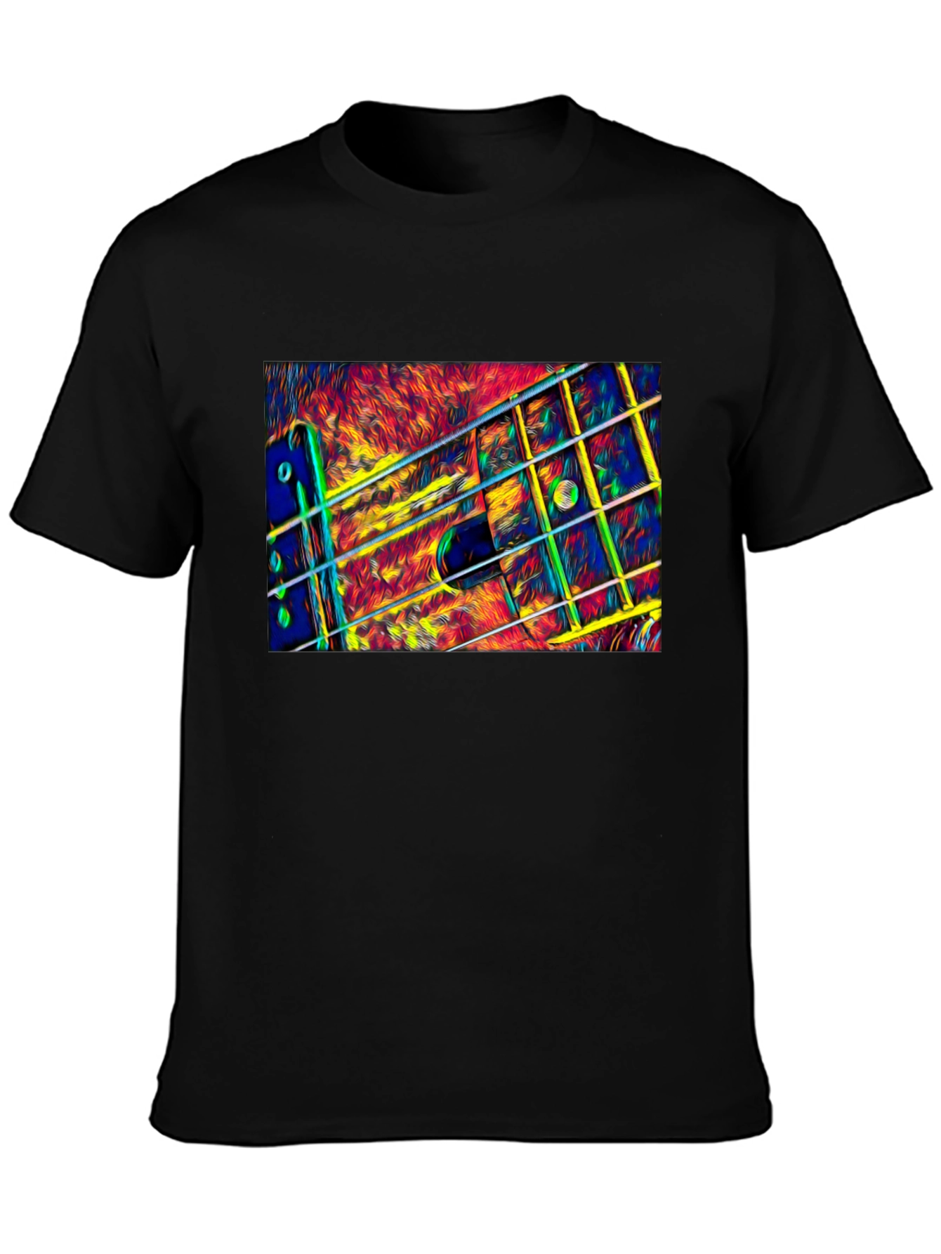Abstract Guitar Neck Graphic T-Shirt