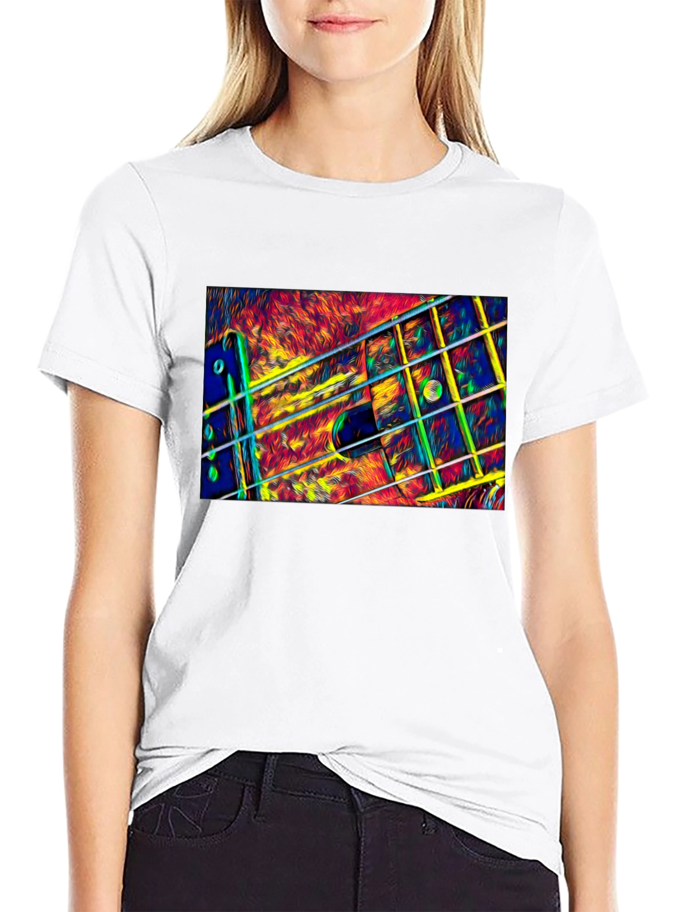 Abstract Guitar Neck Graphic T-Shirt
