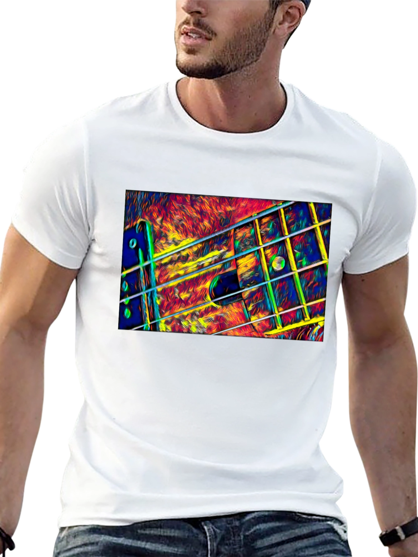 Abstract Guitar Neck Graphic T-Shirt