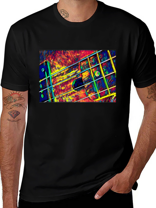 Abstract Guitar Neck Graphic T-Shirt