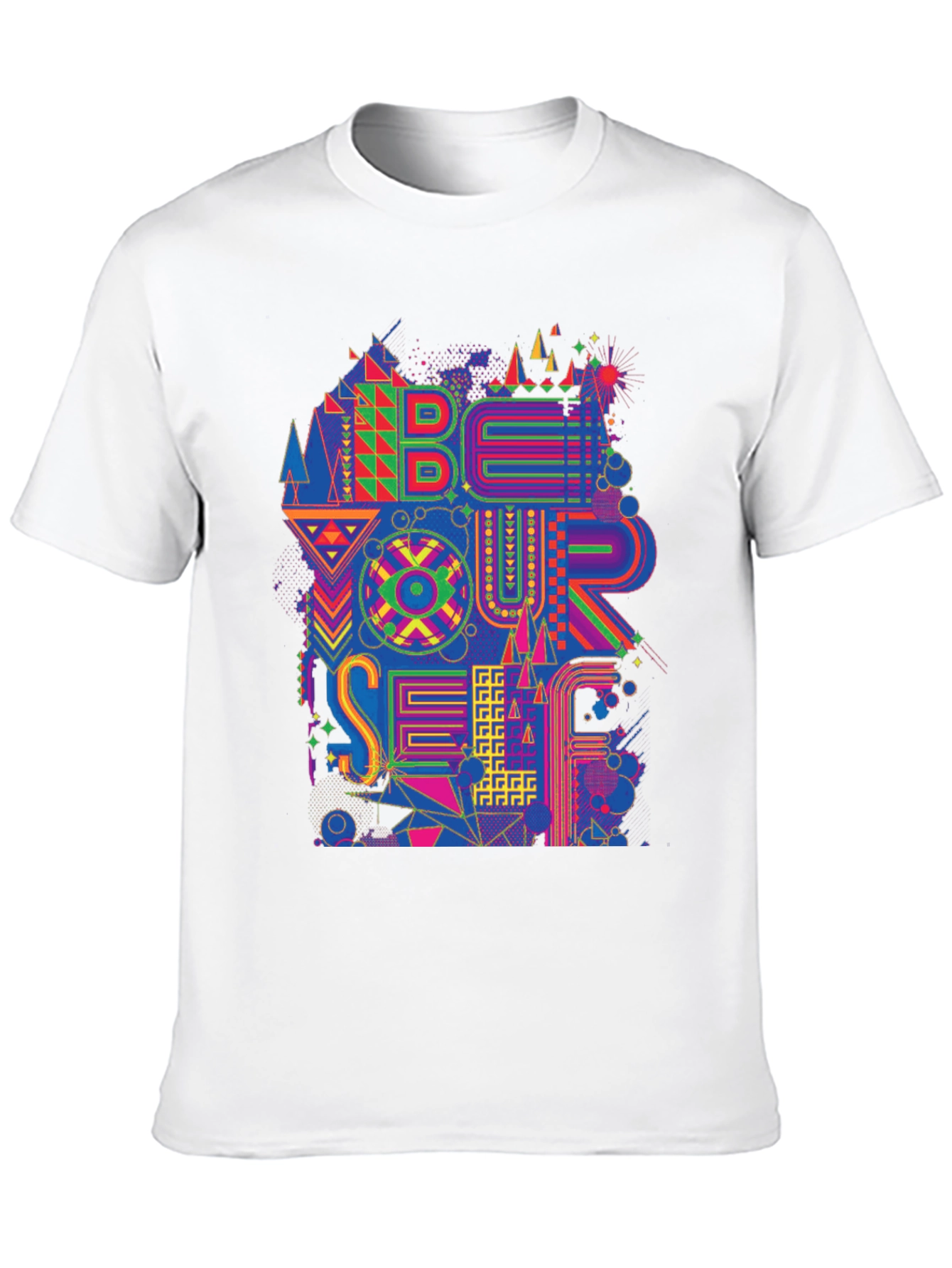 Abstract Geometric Be Yourself Graphic Tee - Black