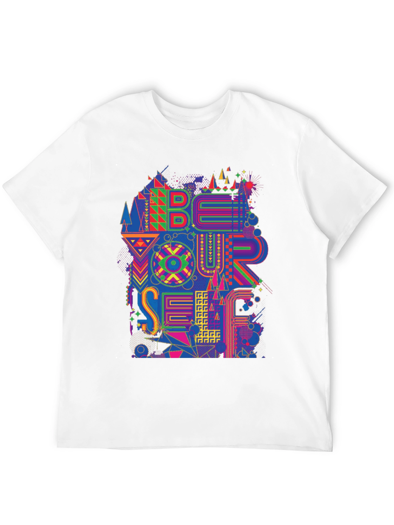 Abstract Geometric Be Yourself Graphic Tee - Black