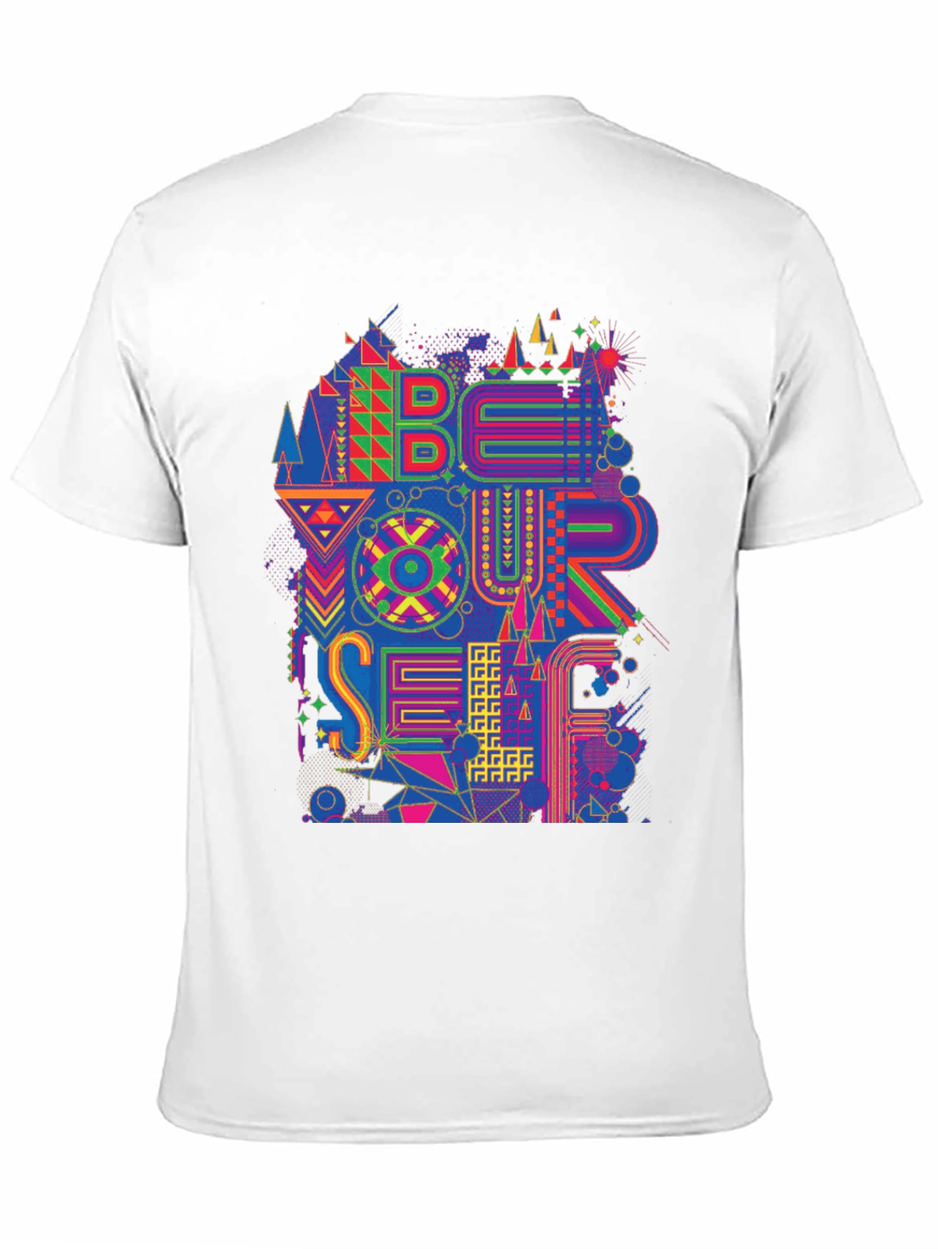 Abstract Geometric Be Yourself Graphic Tee - Black