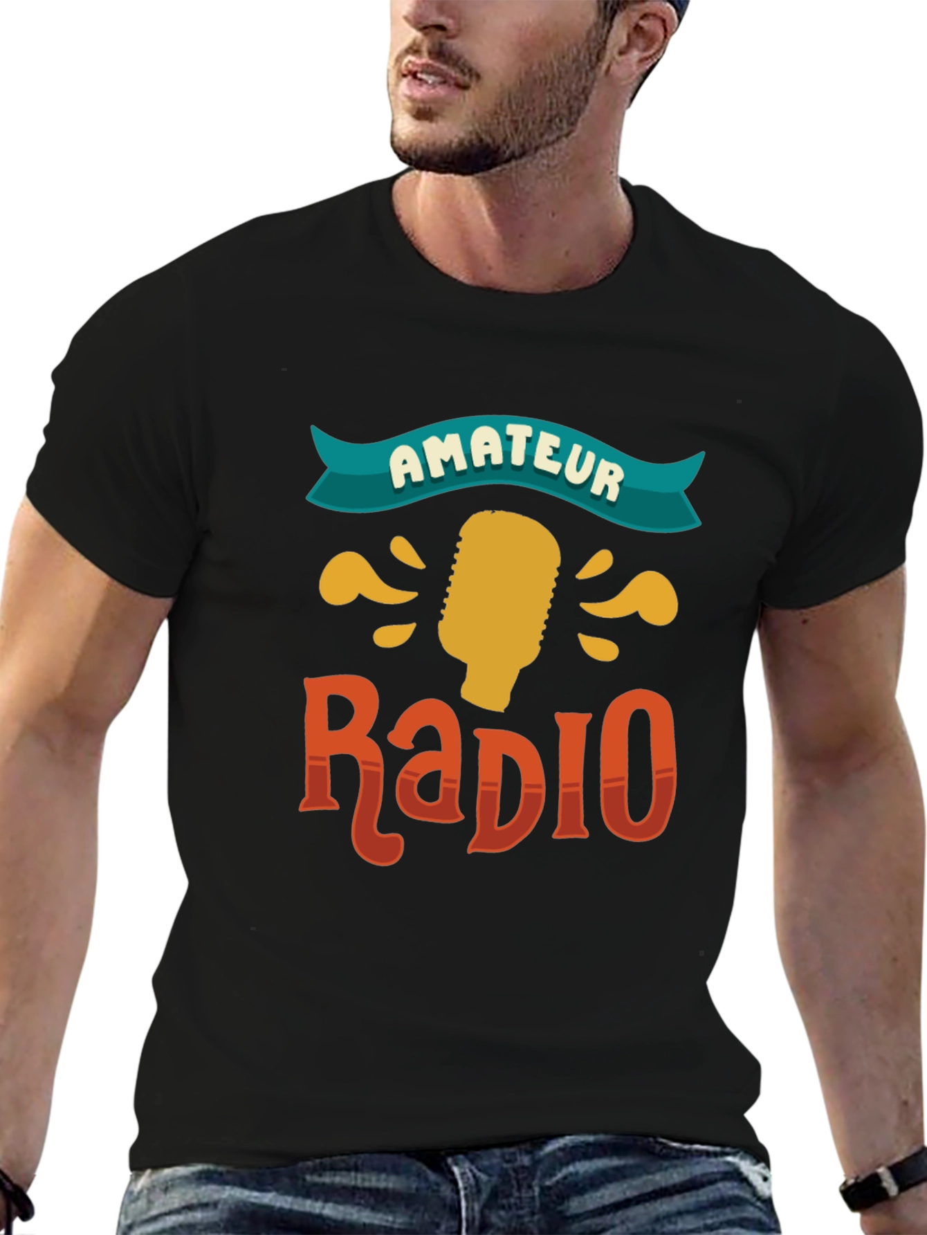 Amateur Radio Graphic Tee - Black Cotton T-Shirt