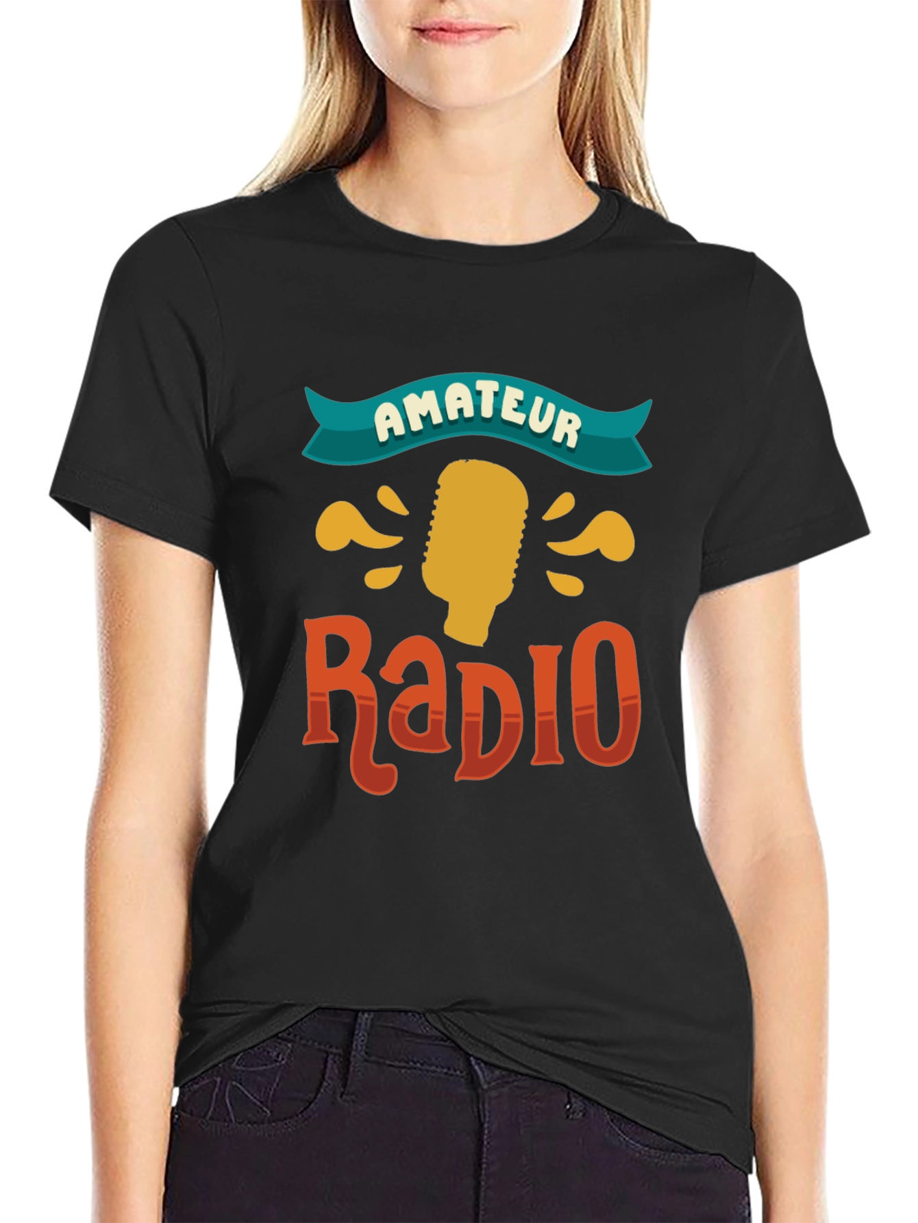 Amateur Radio Graphic Tee - Black Cotton T-Shirt