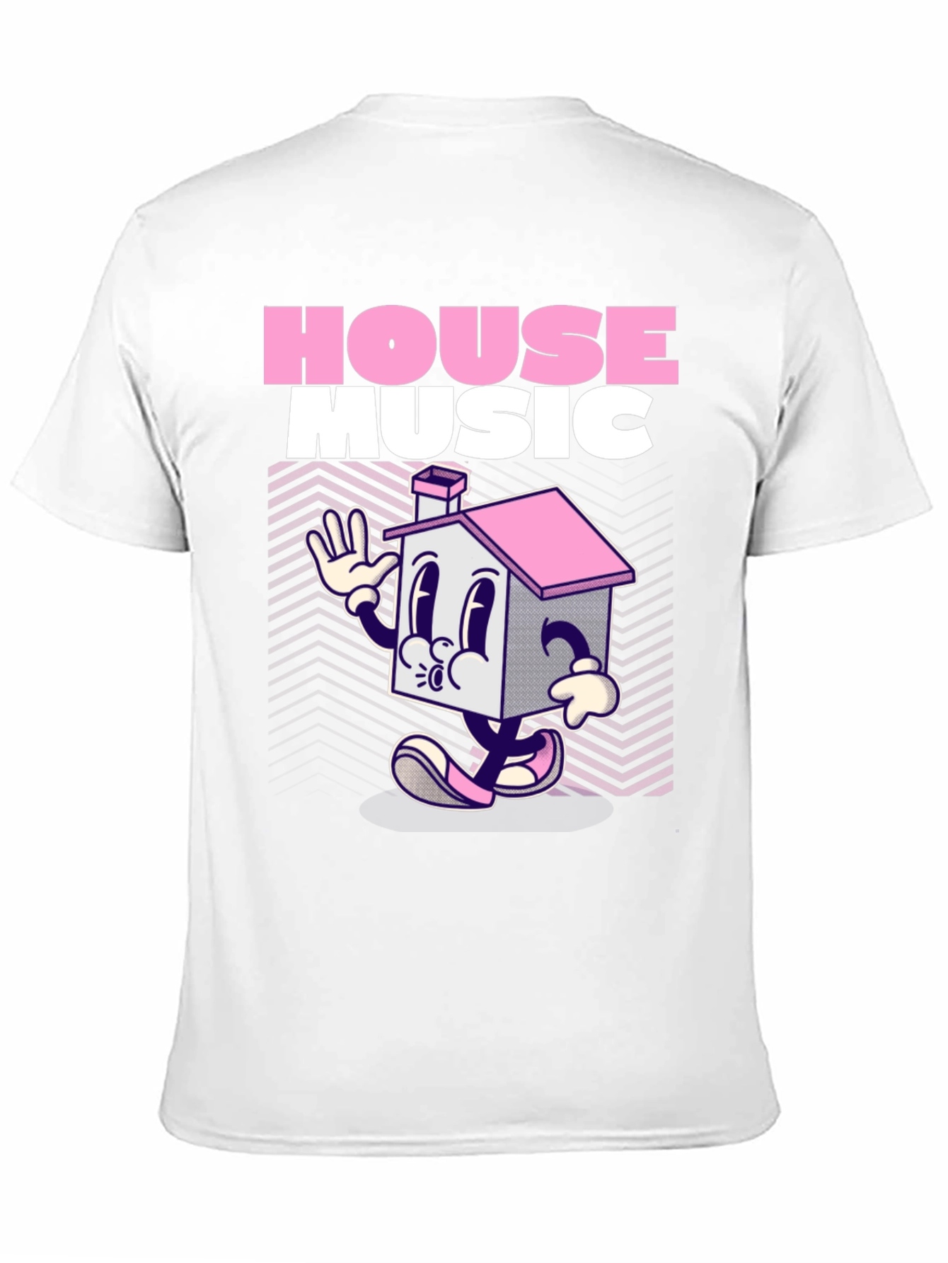 House Music Cartoon Graphic Black T-Shirt