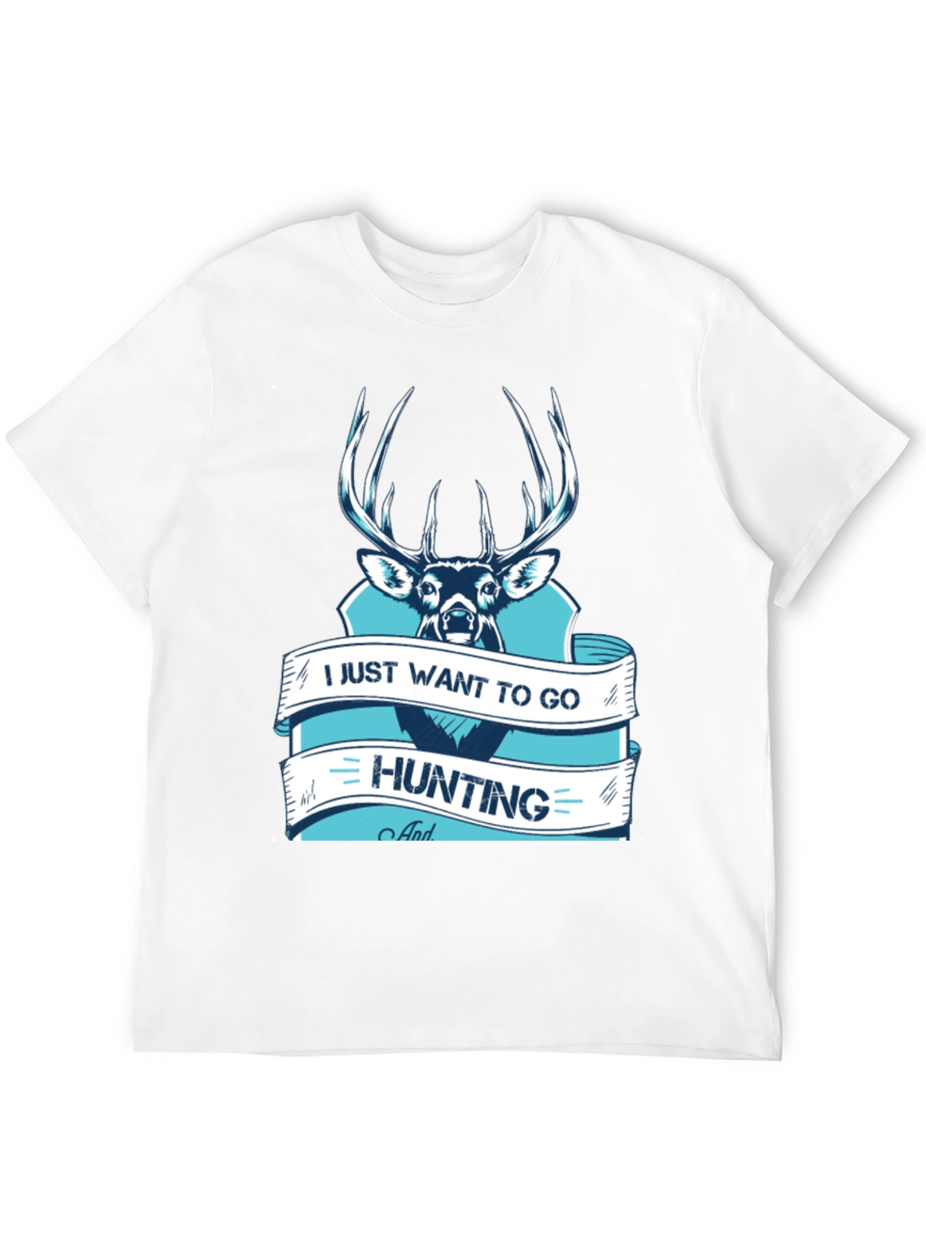 Hunting T-Shirt Deer Graphic Black Cotton
