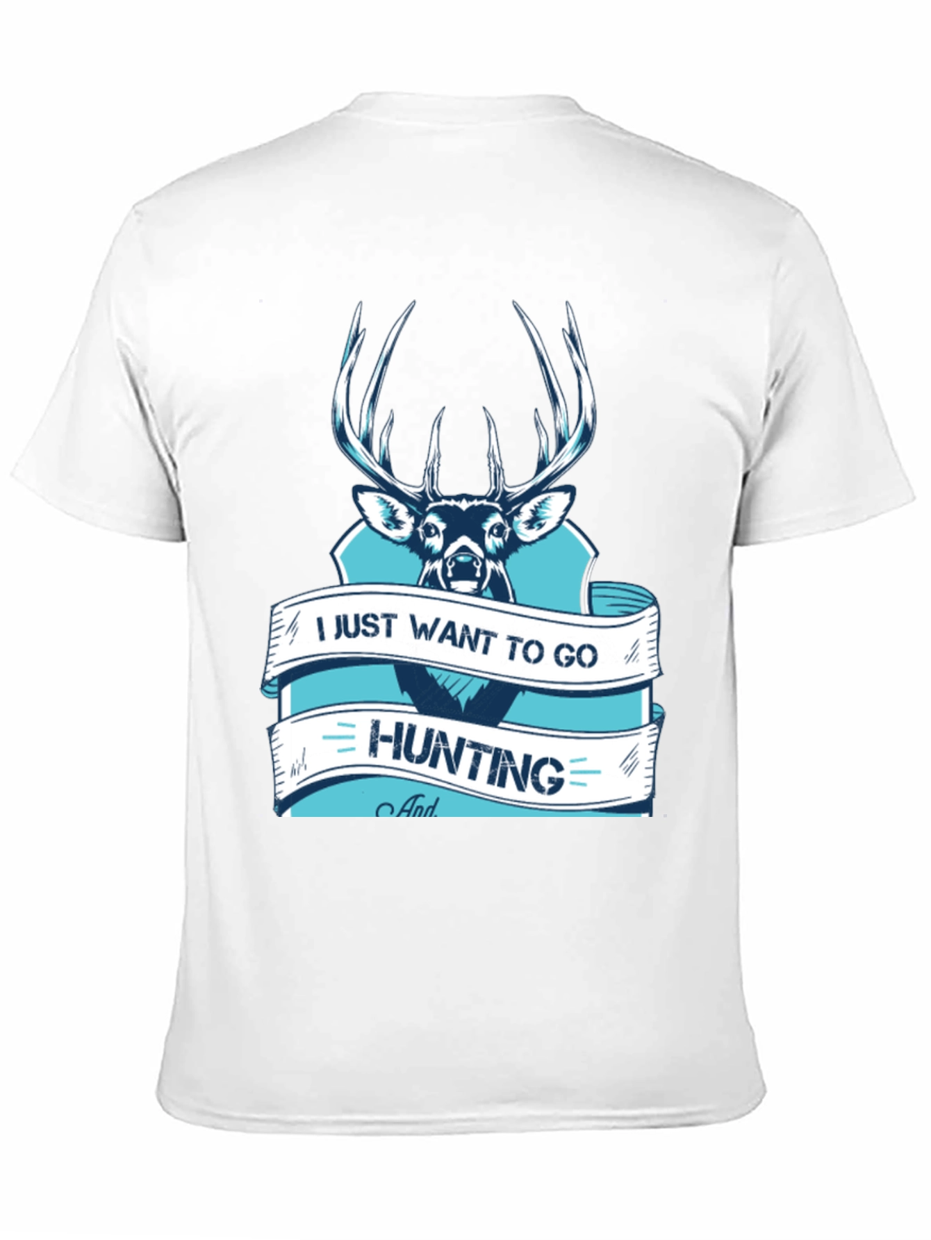 Hunting T-Shirt Deer Graphic Black Cotton